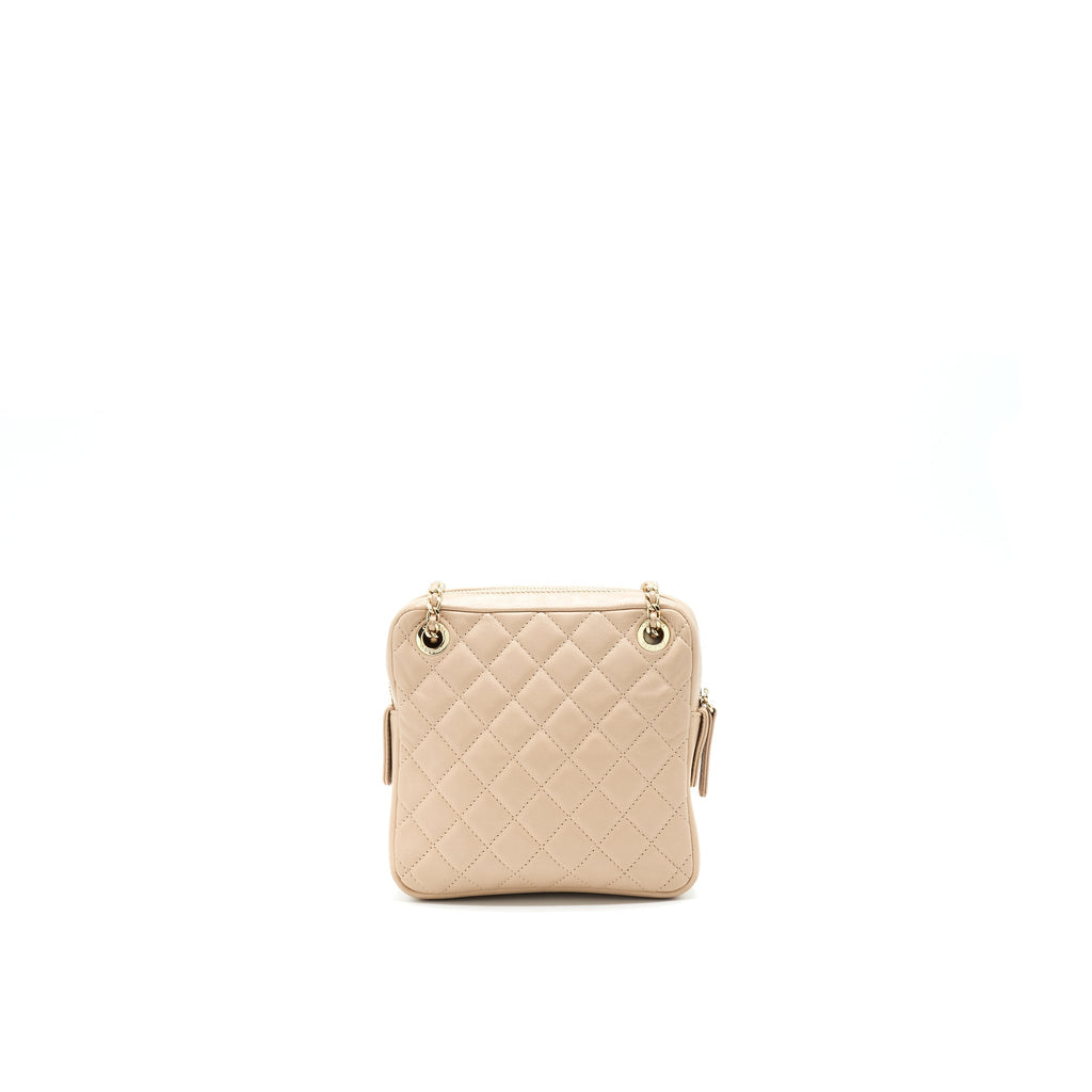Chanel Quilted Chain Shoulder Bag/ Crossbody Bag beige L