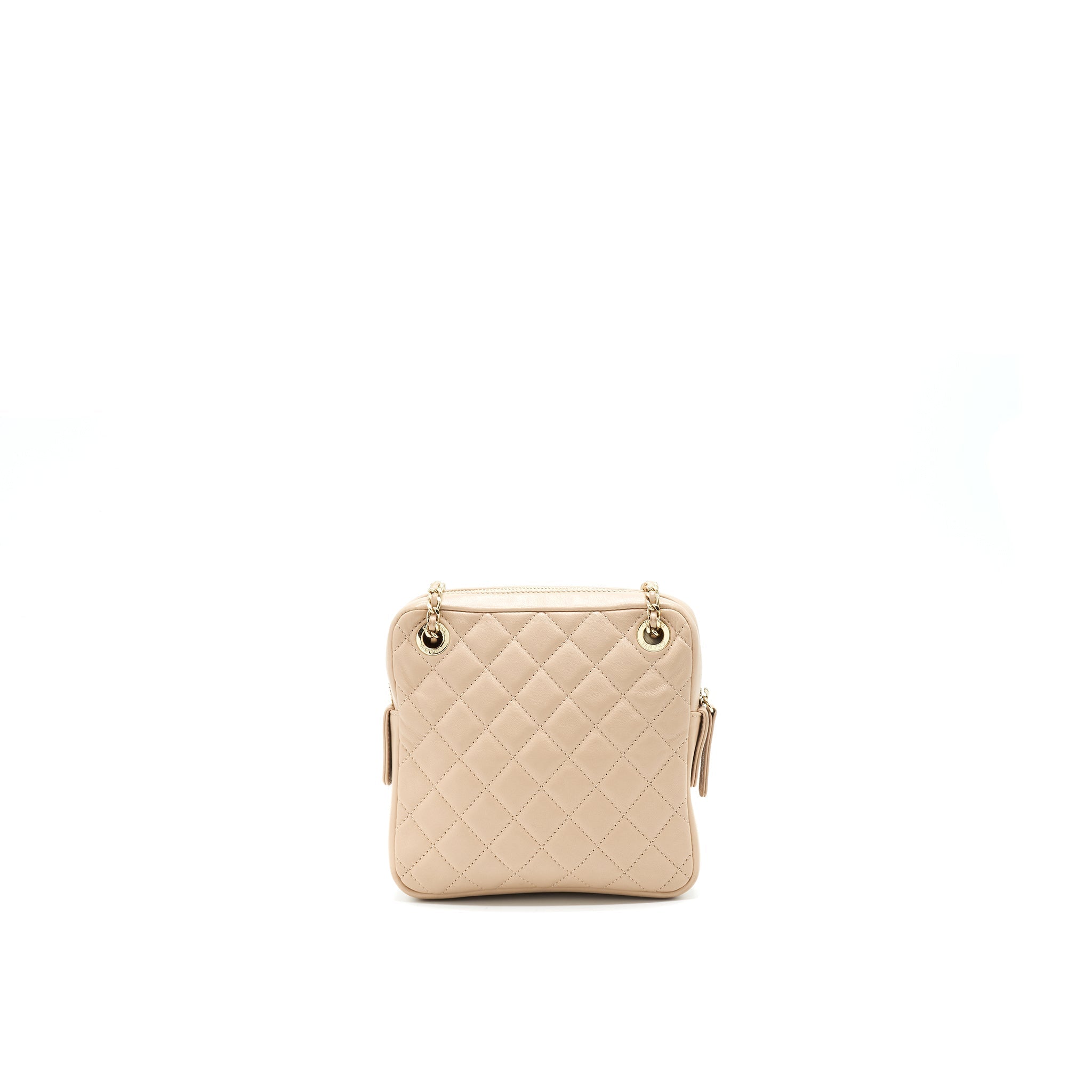 Chanel Quilted Chain Shoulder Bag/ Crossbody Bag beige L