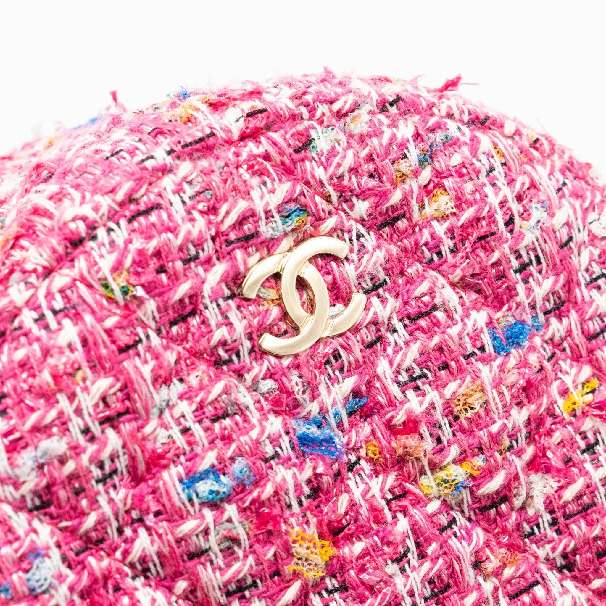 Chanel Round Clutch with Chain Tweed Pink/Multicolour L