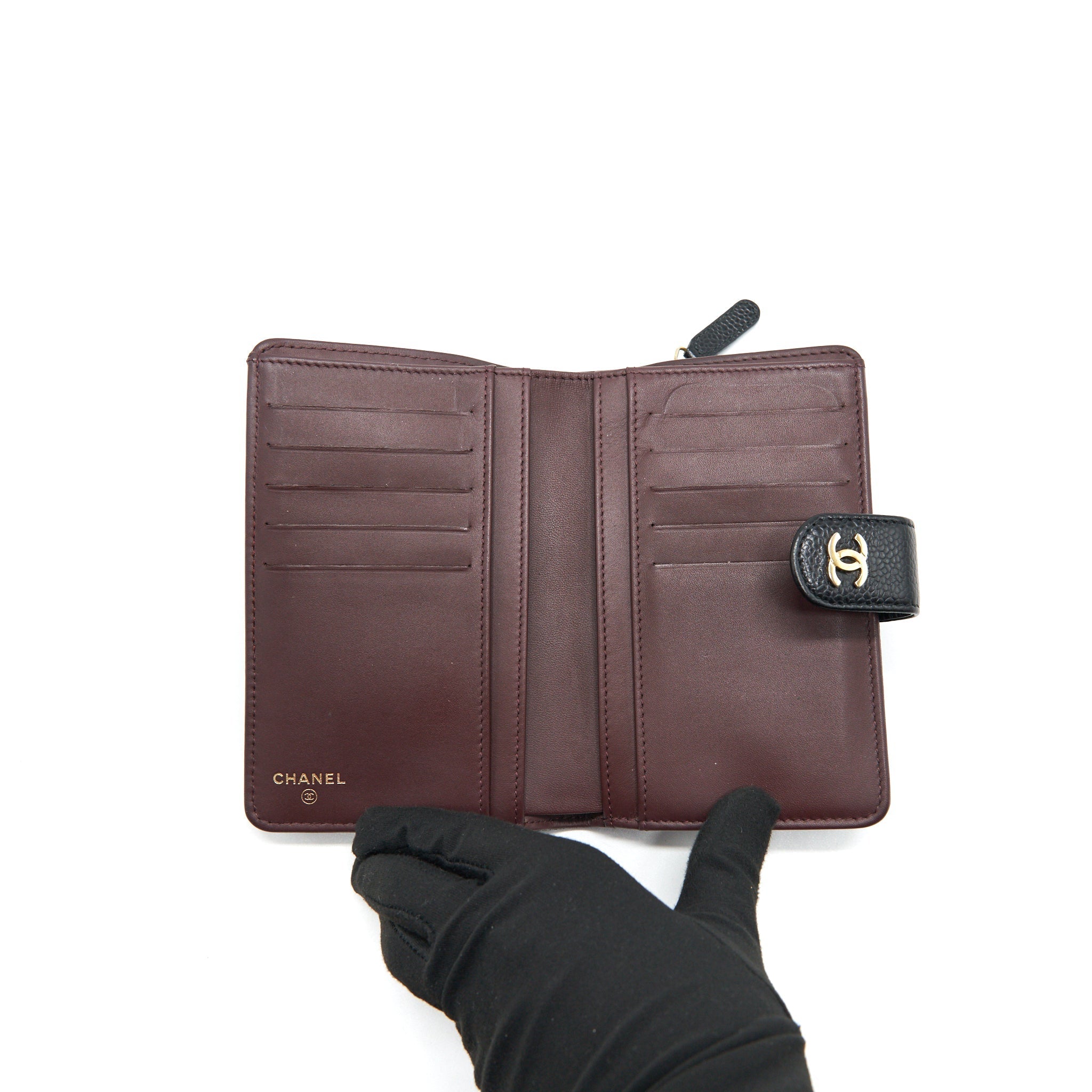 Chanel Quilted CC Bifold Caviar Wallet Black