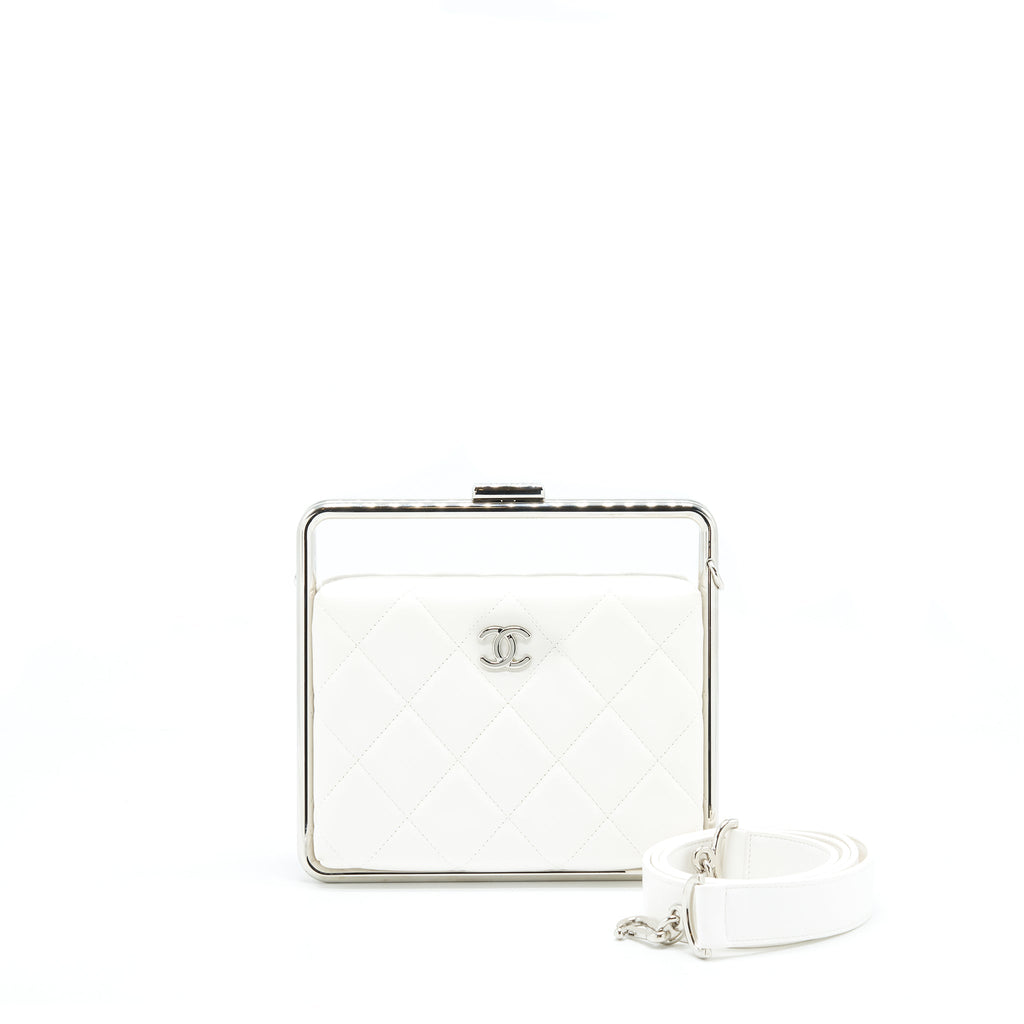 Chanel Quilted Clutch Lambskin White