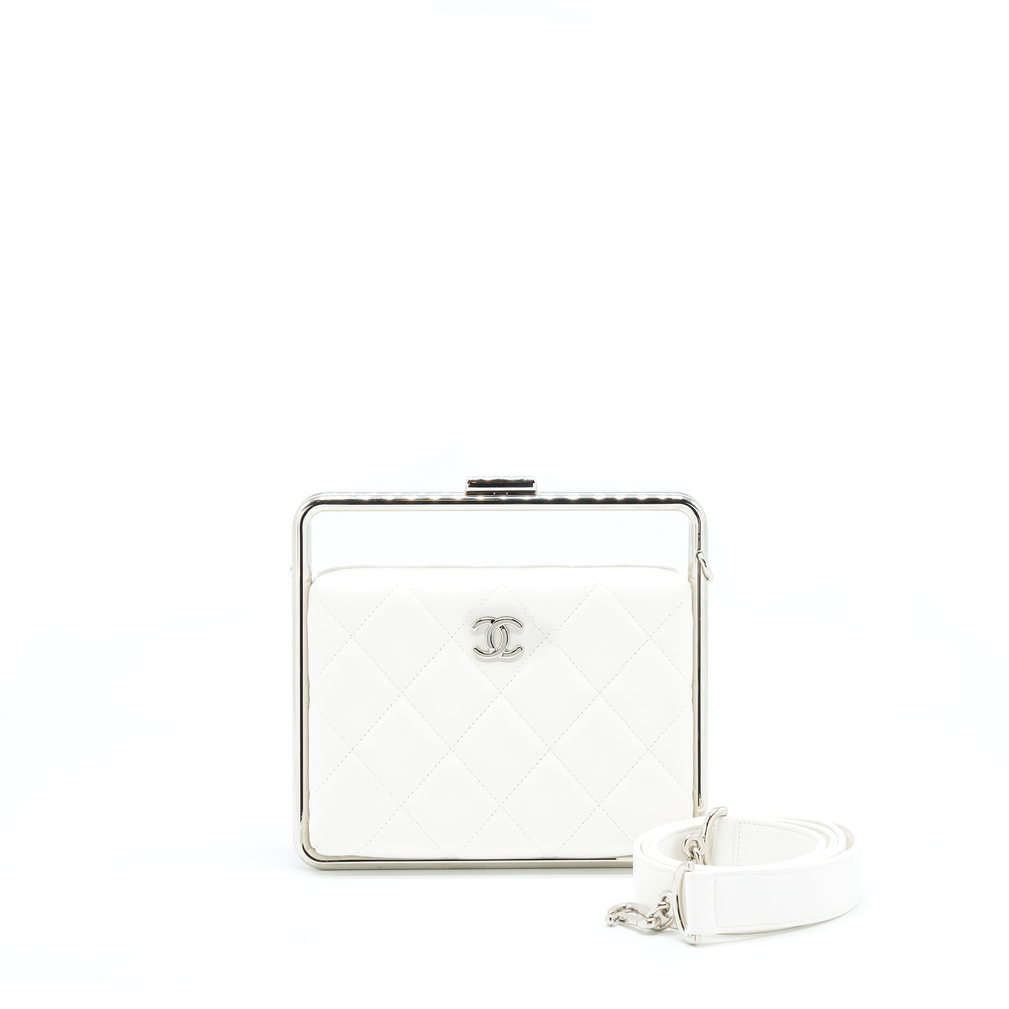 Chanel Quilted Clutch Lambskin White