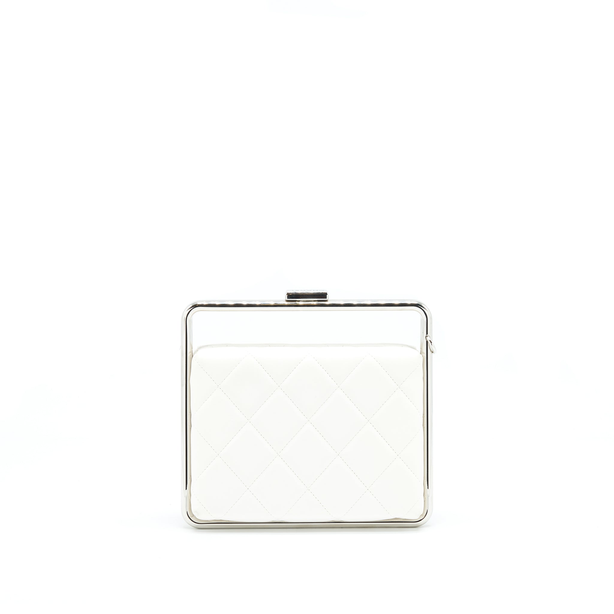 Chanel Quilted Clutch Lambskin White