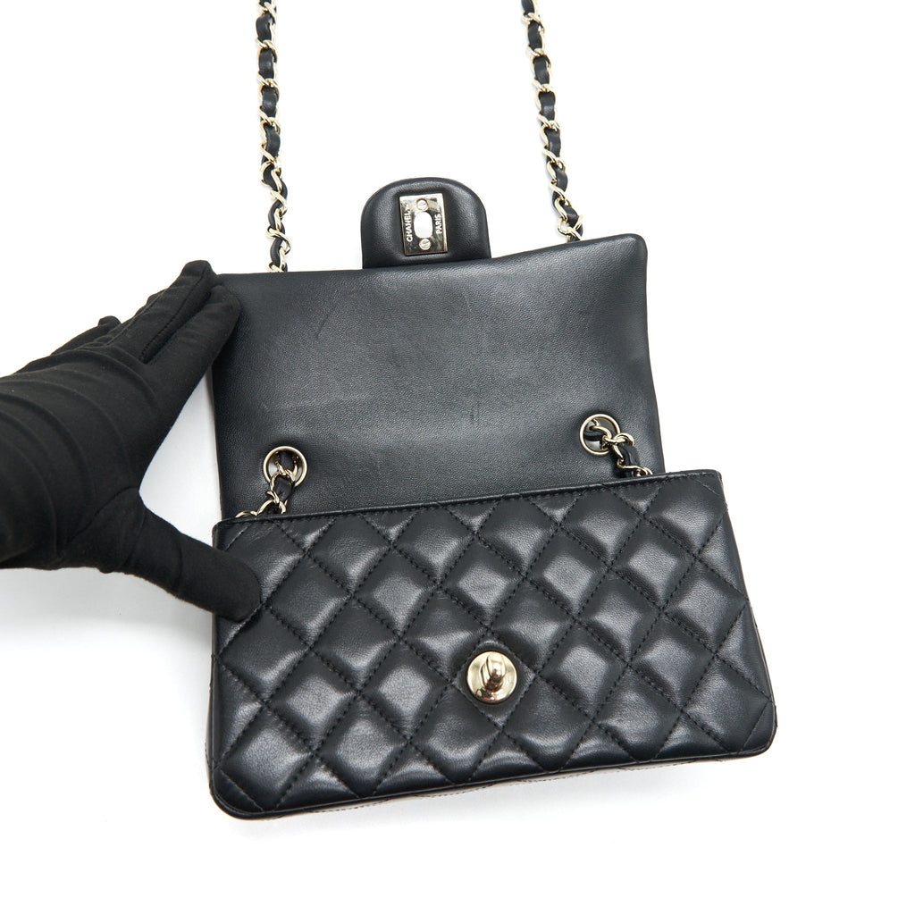 Chanel Mini Rectangular Flap Bag Black L LAMBSKIN