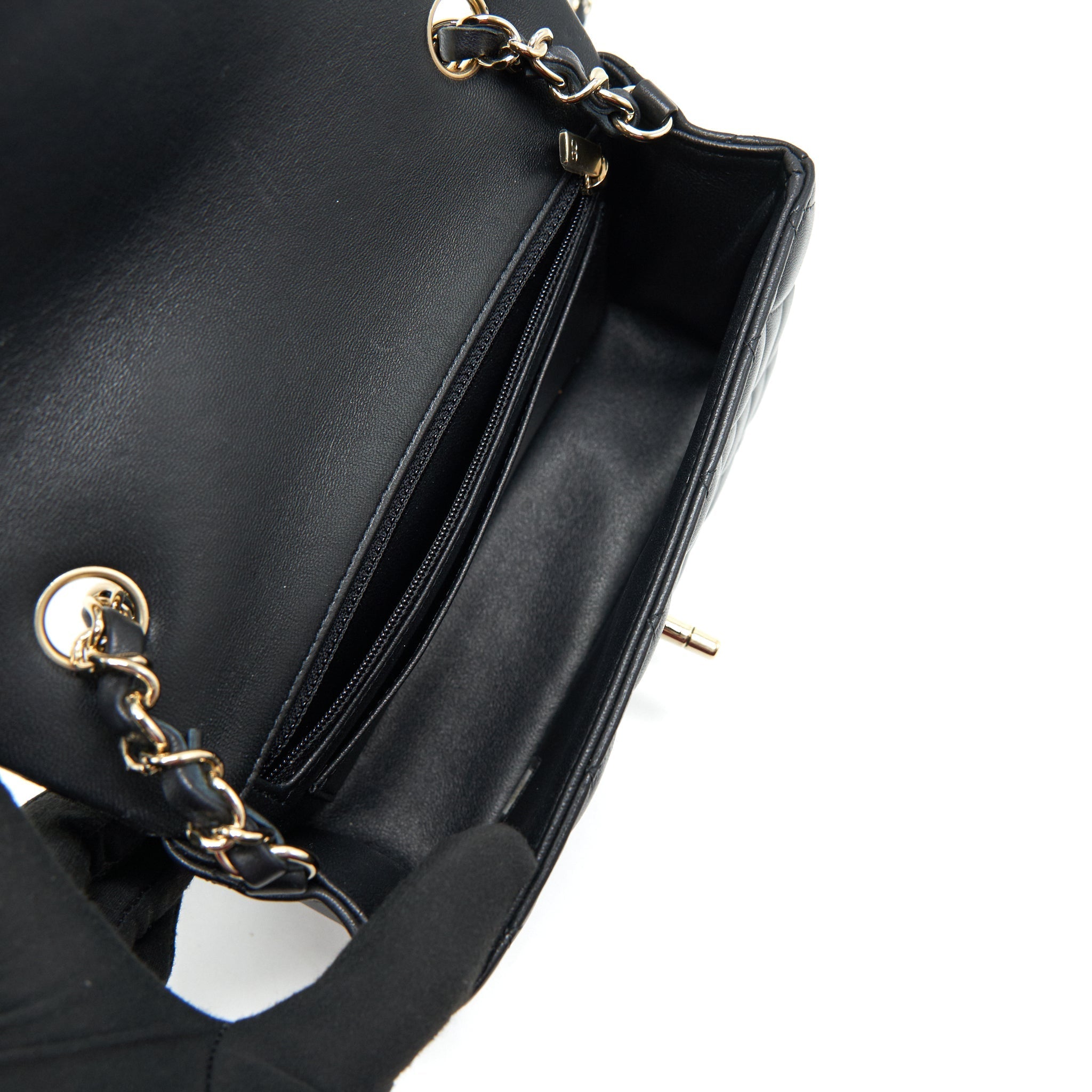 Chanel Mini Rectangular Flap Bag Black L LAMBSKIN