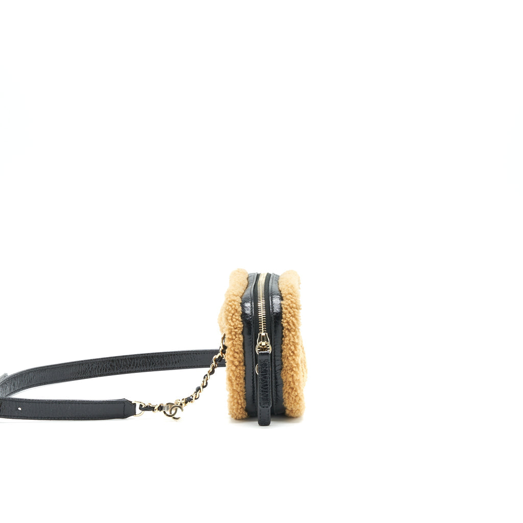 Chanel CC Mania Waist Bag Shearling and Shiny Crumpled Sheepskin Small