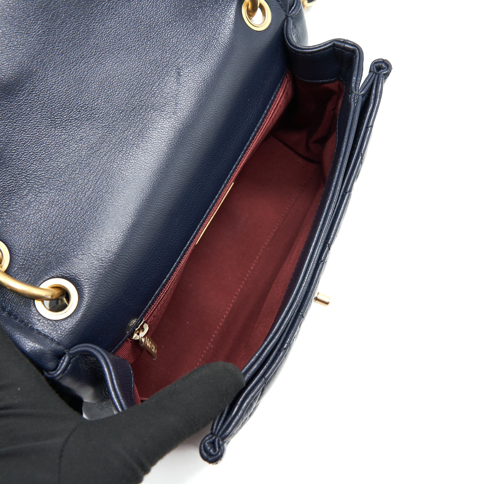 Chanel Quilted Flap Bag Navy with Brushed