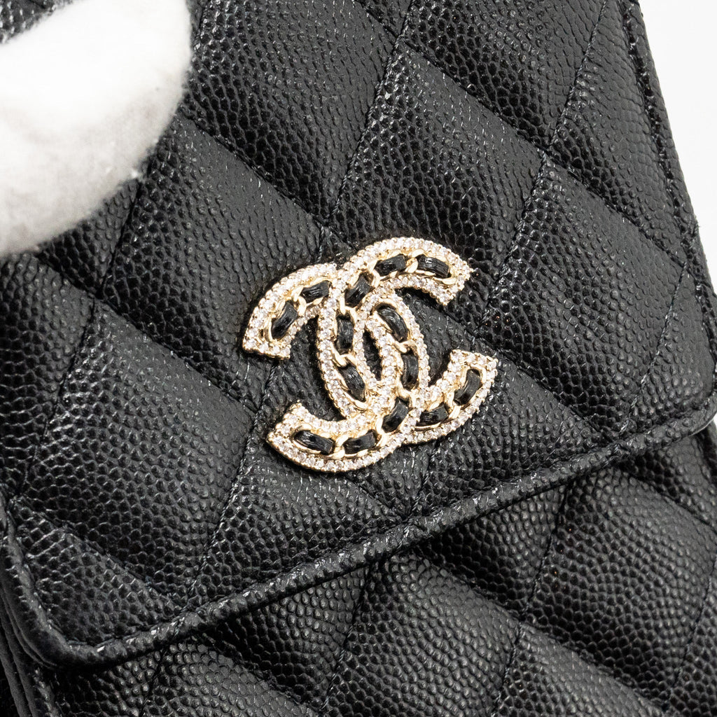 Chanel Classic Phone Clutch with Pouch on Chain Caviar Black L