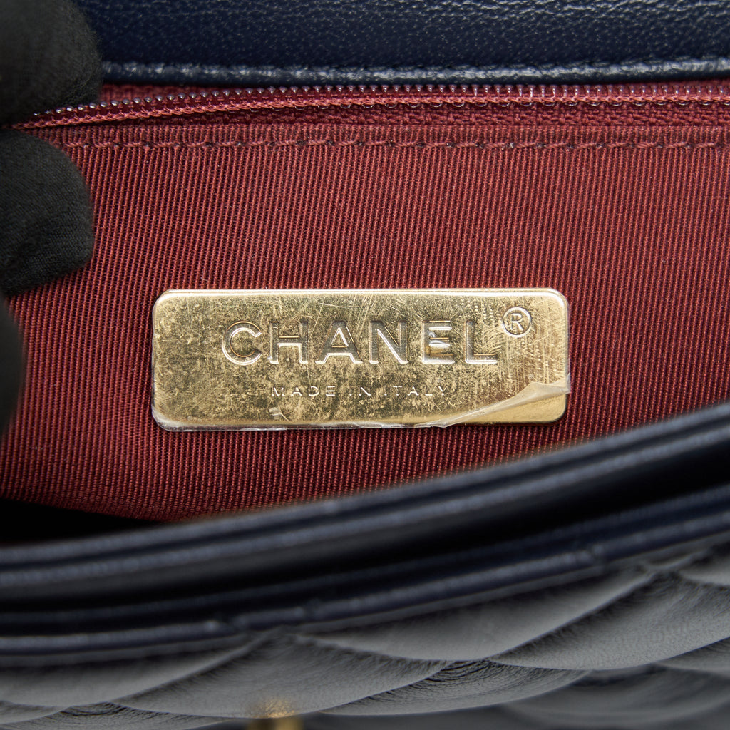 Chanel Quilted Flap Bag Navy with Brushed