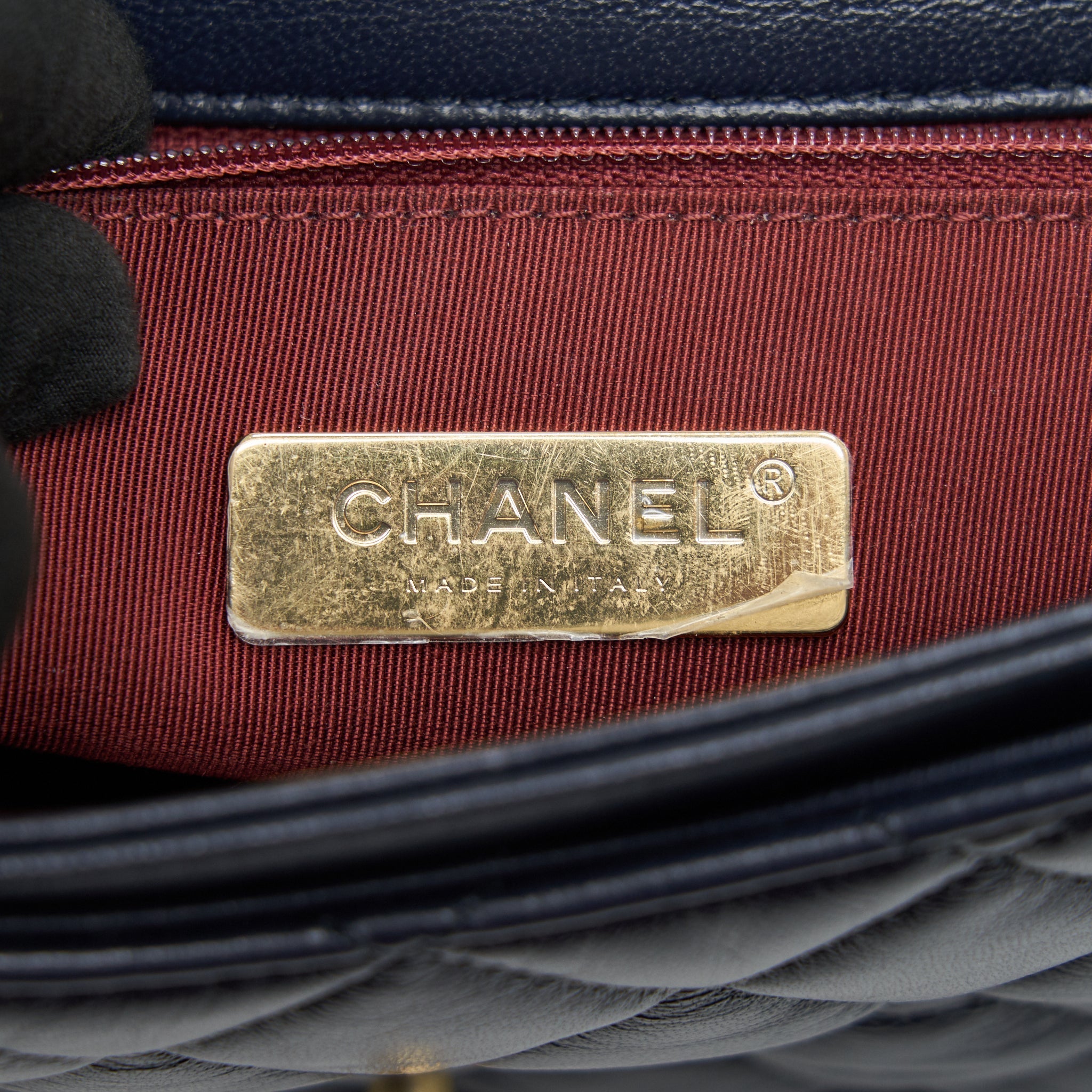 Chanel Quilted Flap Bag Navy with Brushed