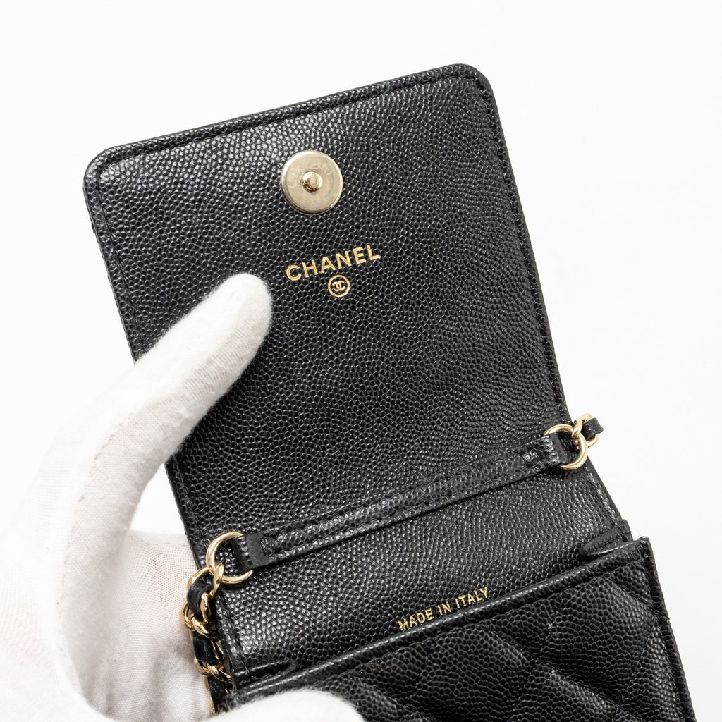 Chanel Classic Phone Clutch with Pouch on Chain Caviar Black L