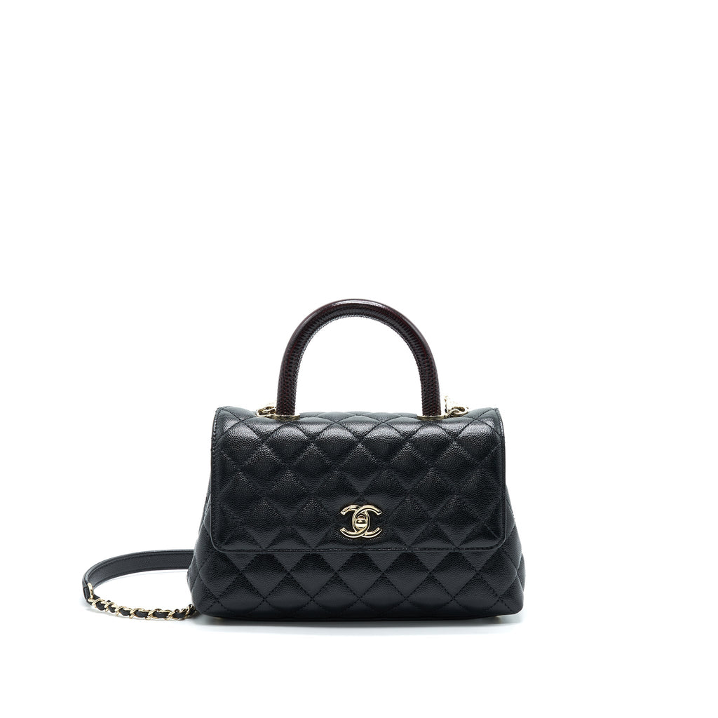 Chanel Small Coco Handle 24cm Caviar Black L Embossed Handle
