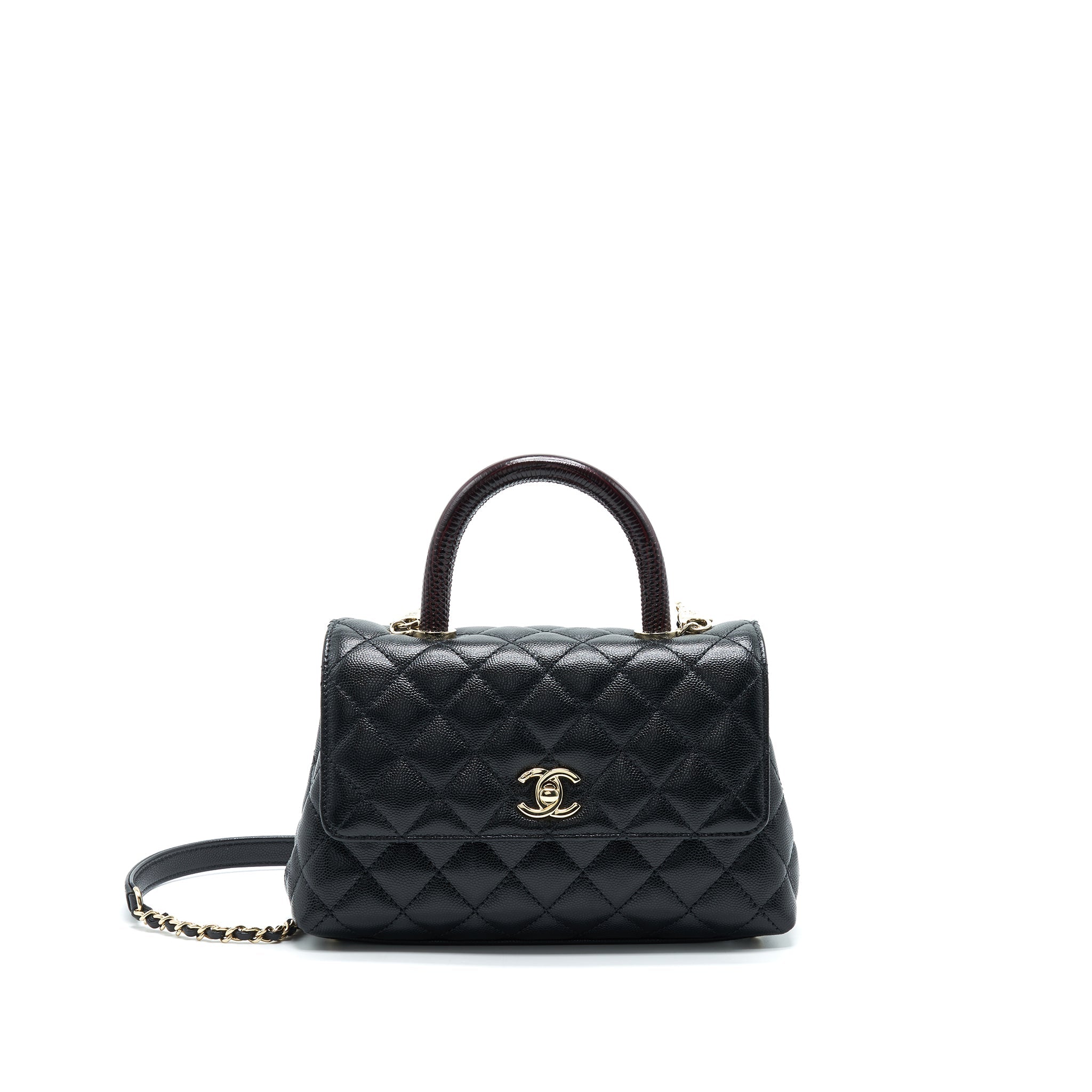 Chanel Small Coco Handle 24cm Caviar Black L Embossed Handle