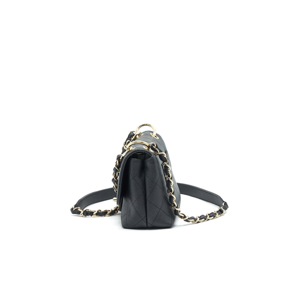 Chanel Caviar quilted flap Bag with handle and Chain Black L