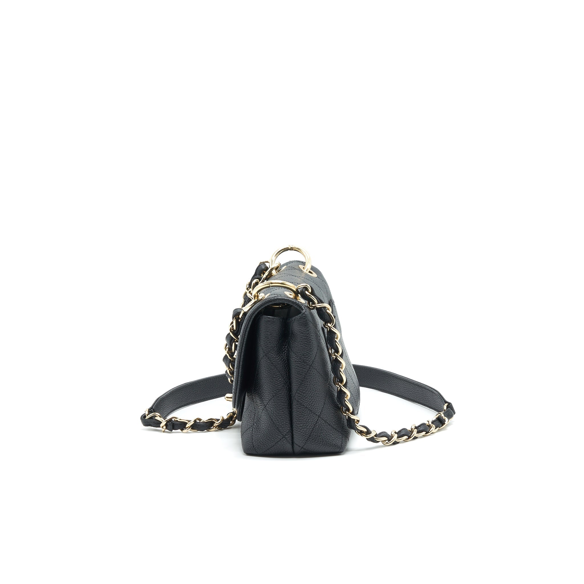 Chanel Caviar quilted flap Bag with handle and Chain Black L