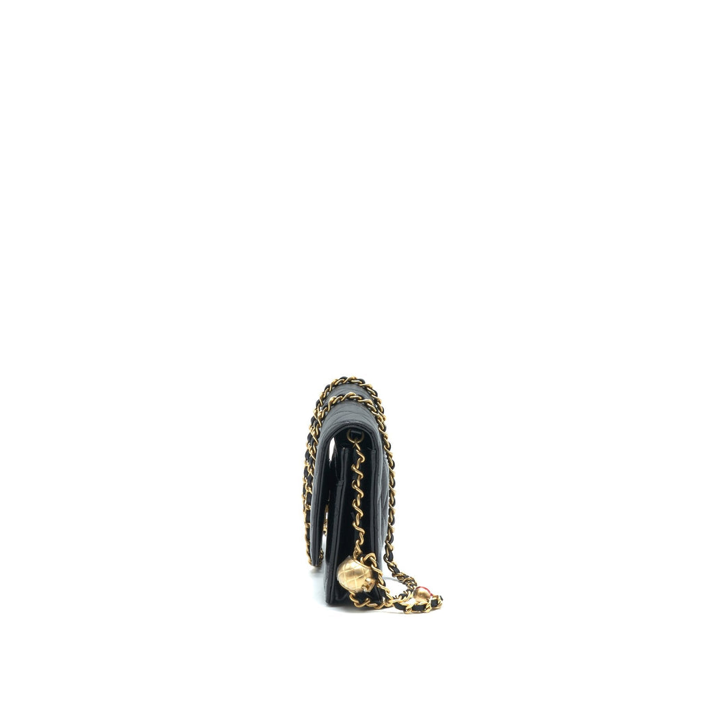 Chanel 22C Pearl Crush Wallet On Chain Black
