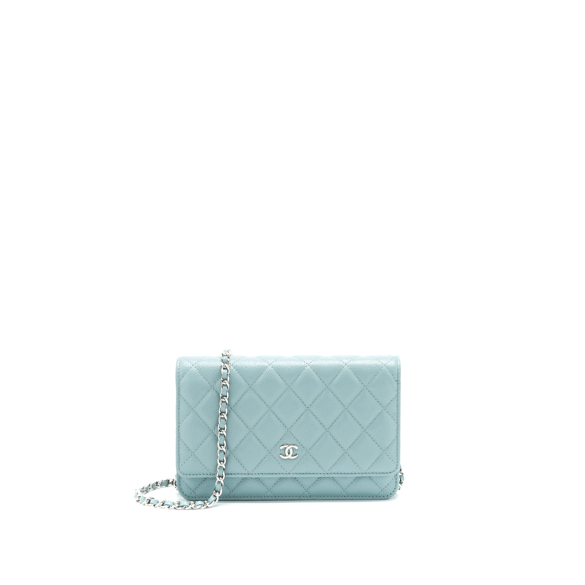 Chanel Wallet On Chain Caviar Pearly Light Blue