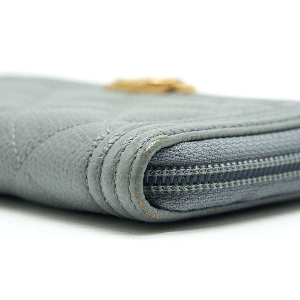 Chanel Caviar small Zip Wallet Grey