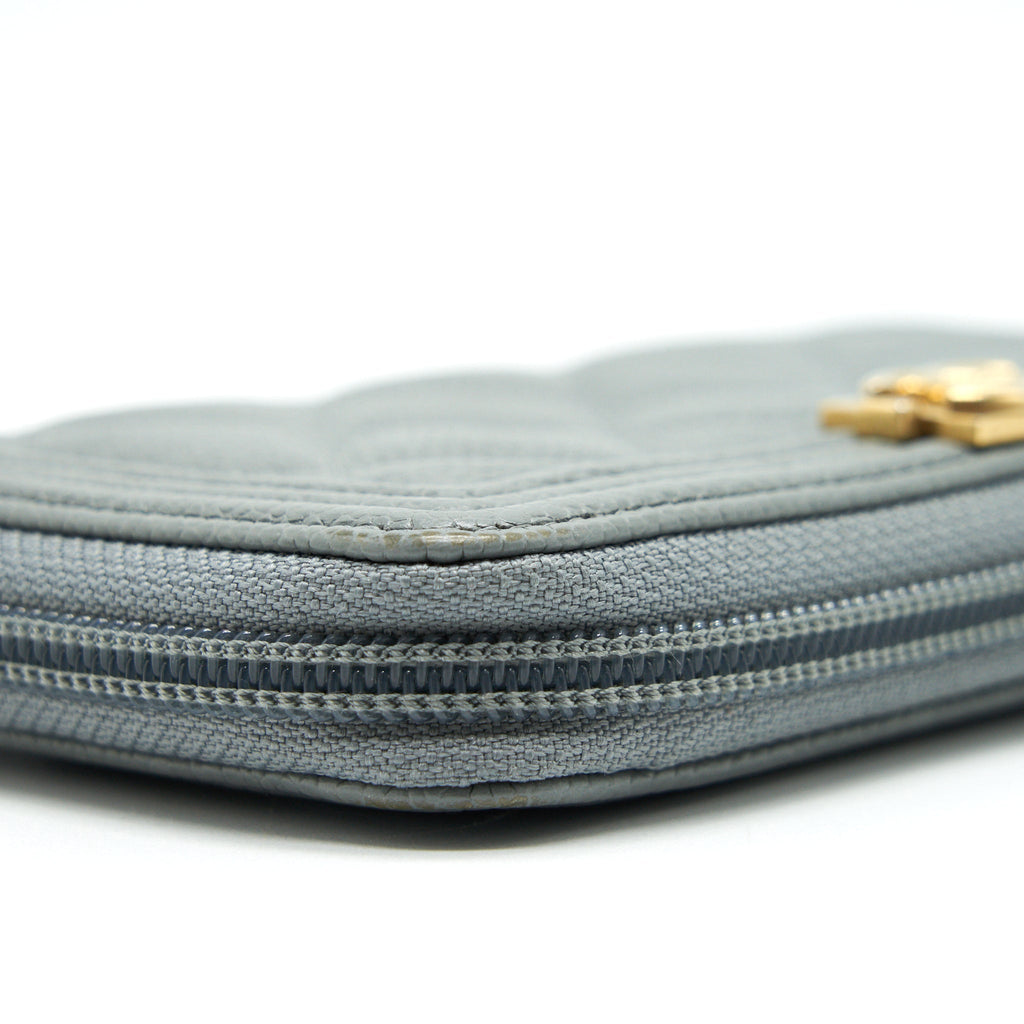 Chanel Caviar small Zip Wallet Grey