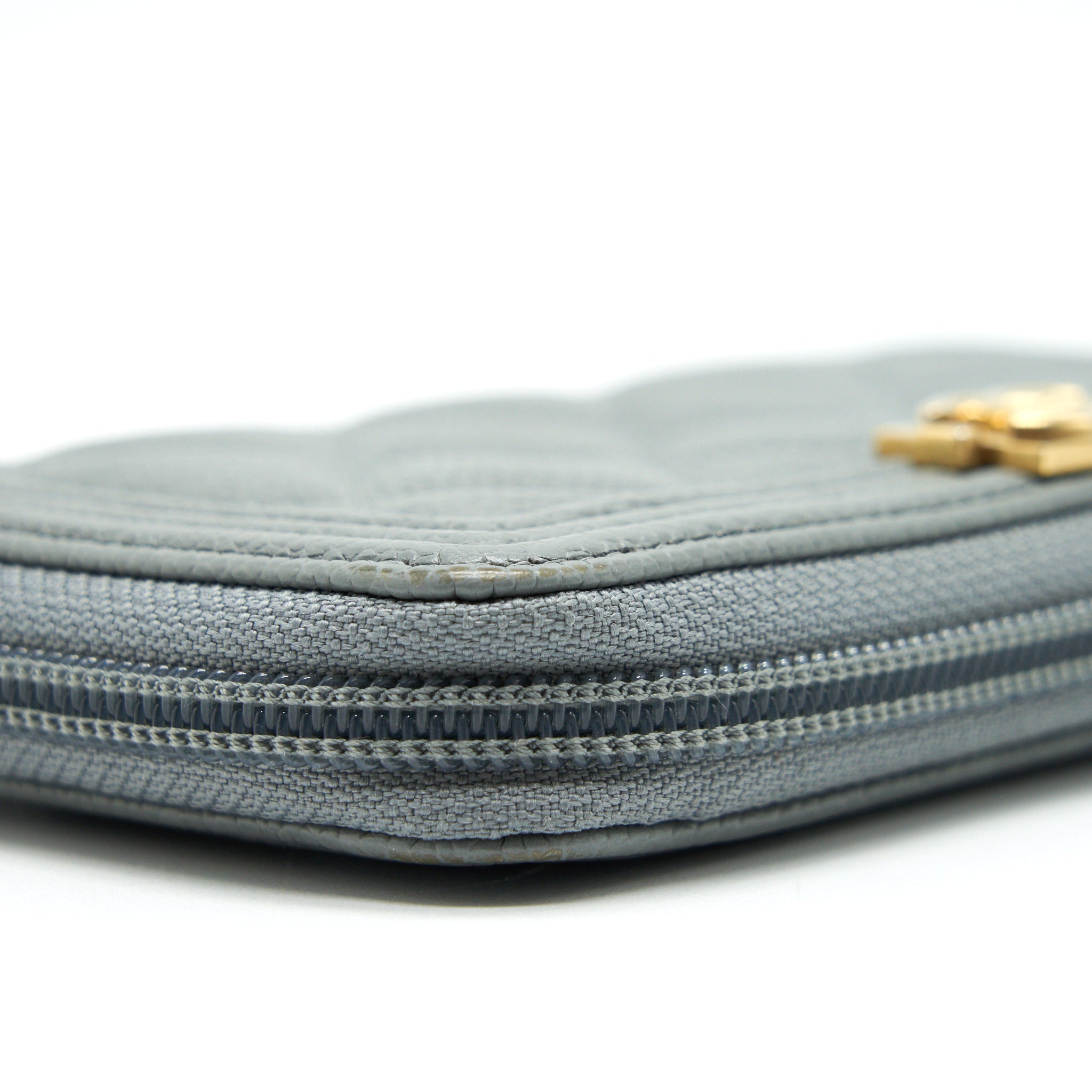 Chanel Caviar small Zip Wallet Grey