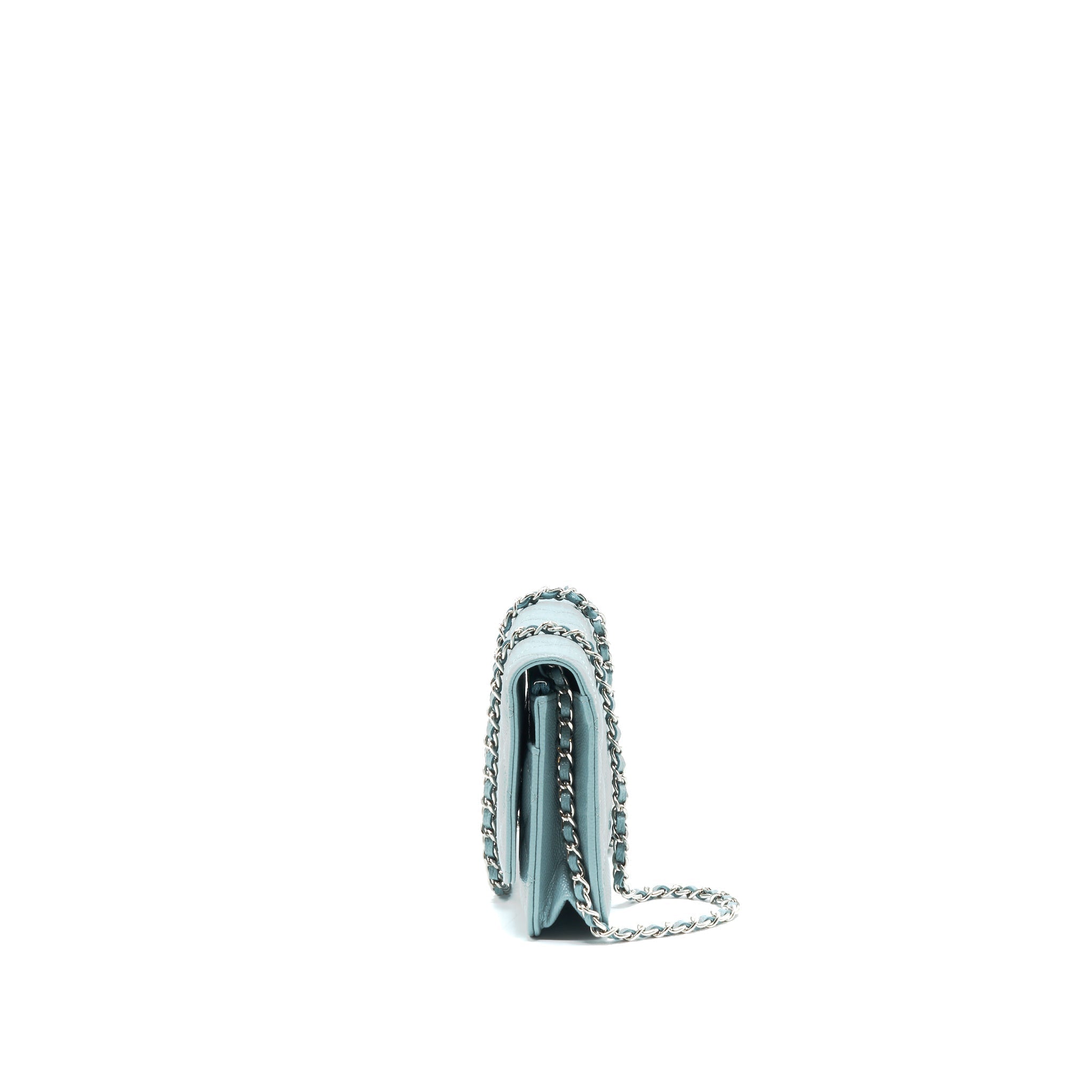 Chanel Wallet On Chain Caviar Pearly Light Blue
