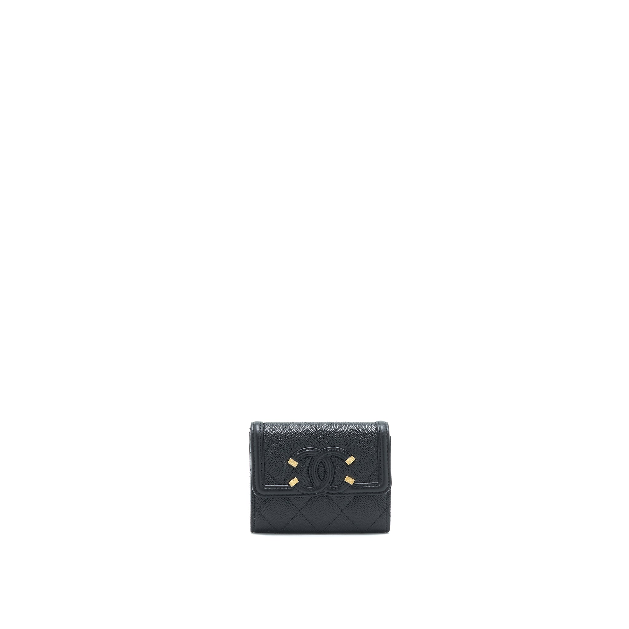 Chanel Filigree Flap  Holder Caviar Black