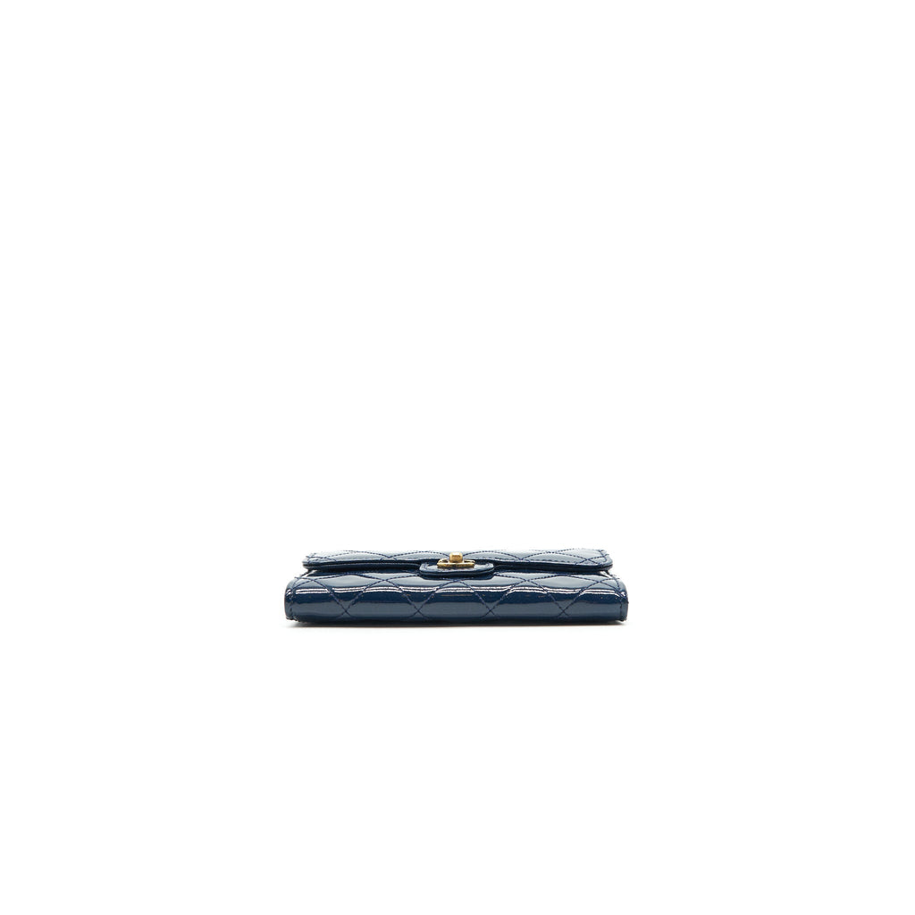 Chanel Patent Leather flap Wallet Navy
