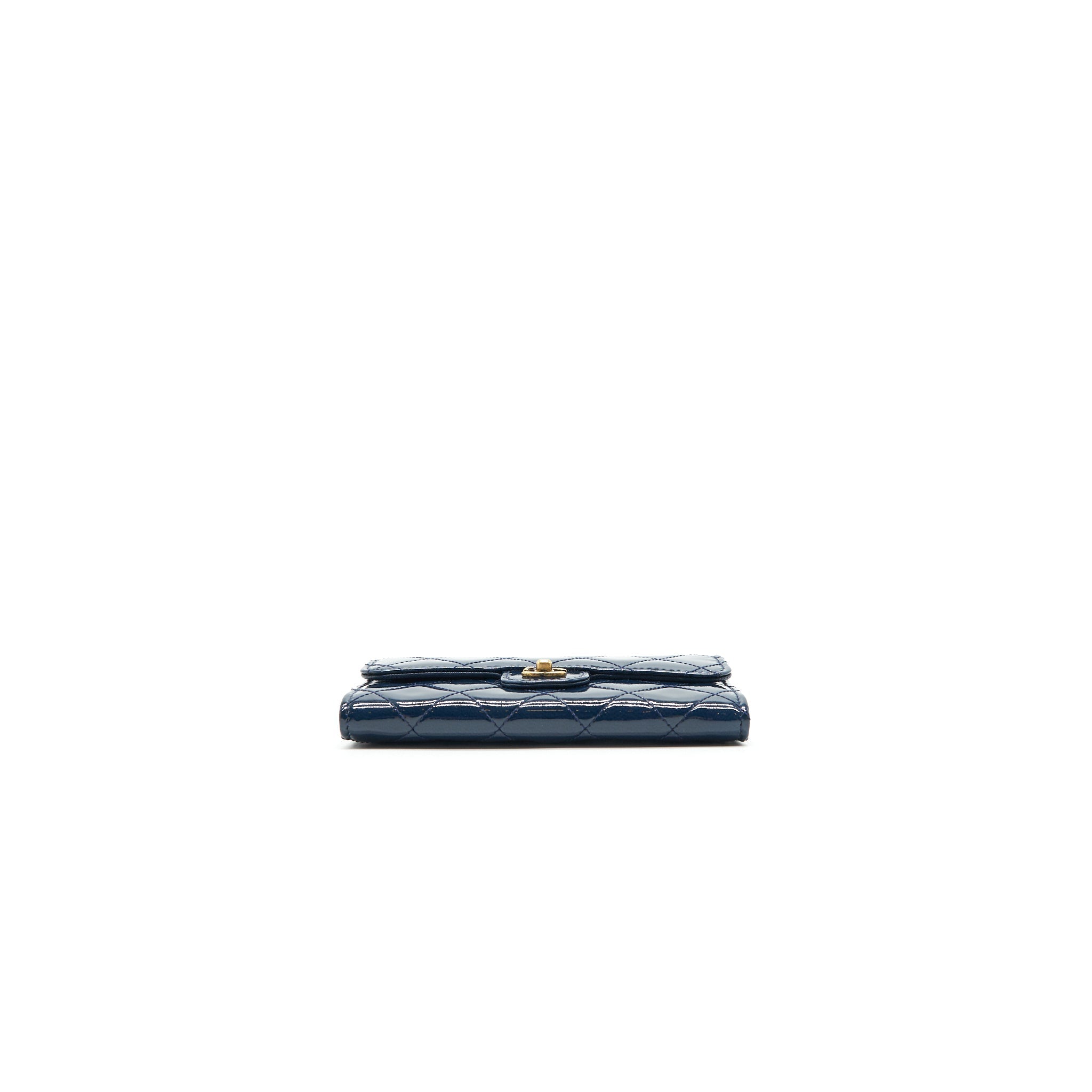 Chanel Patent Leather flap Wallet Navy