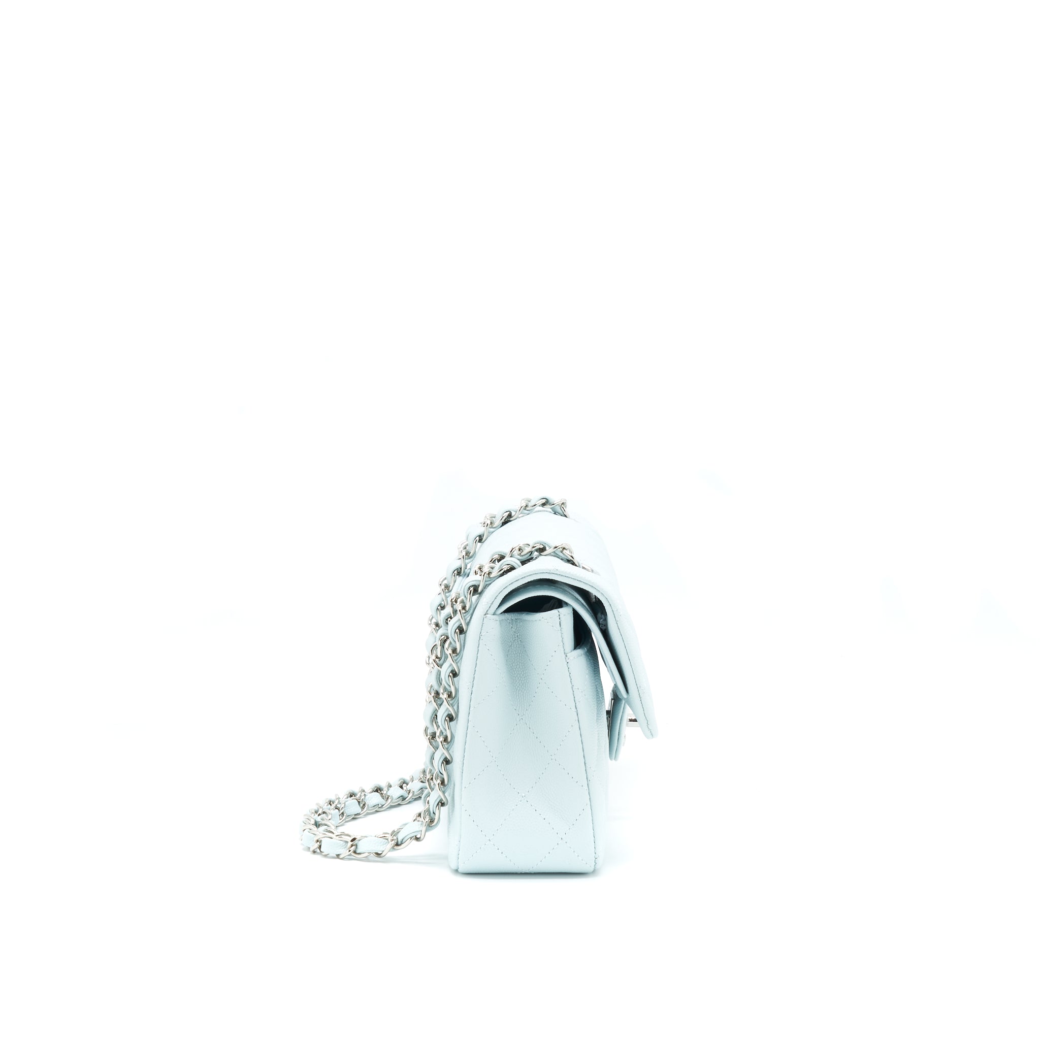 Chanel 21K Small Classic Double Flap Bag Caviar Light Blue