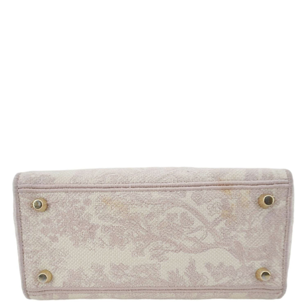 CHRISTIAN DIOR Lady dior D-Lite Embroidered Canvas Shoulder Bag White