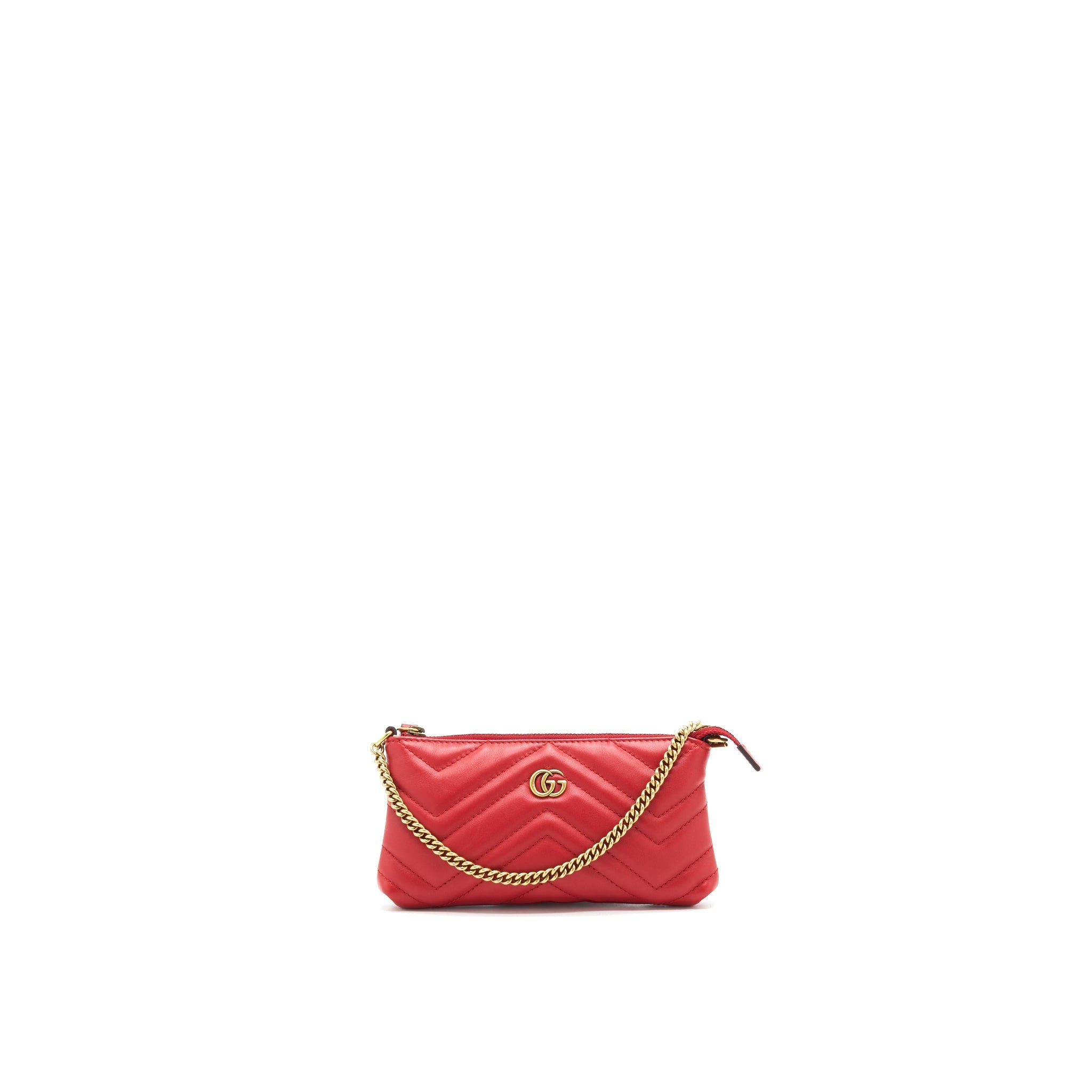 Gucci marmont mini pouch with chain red