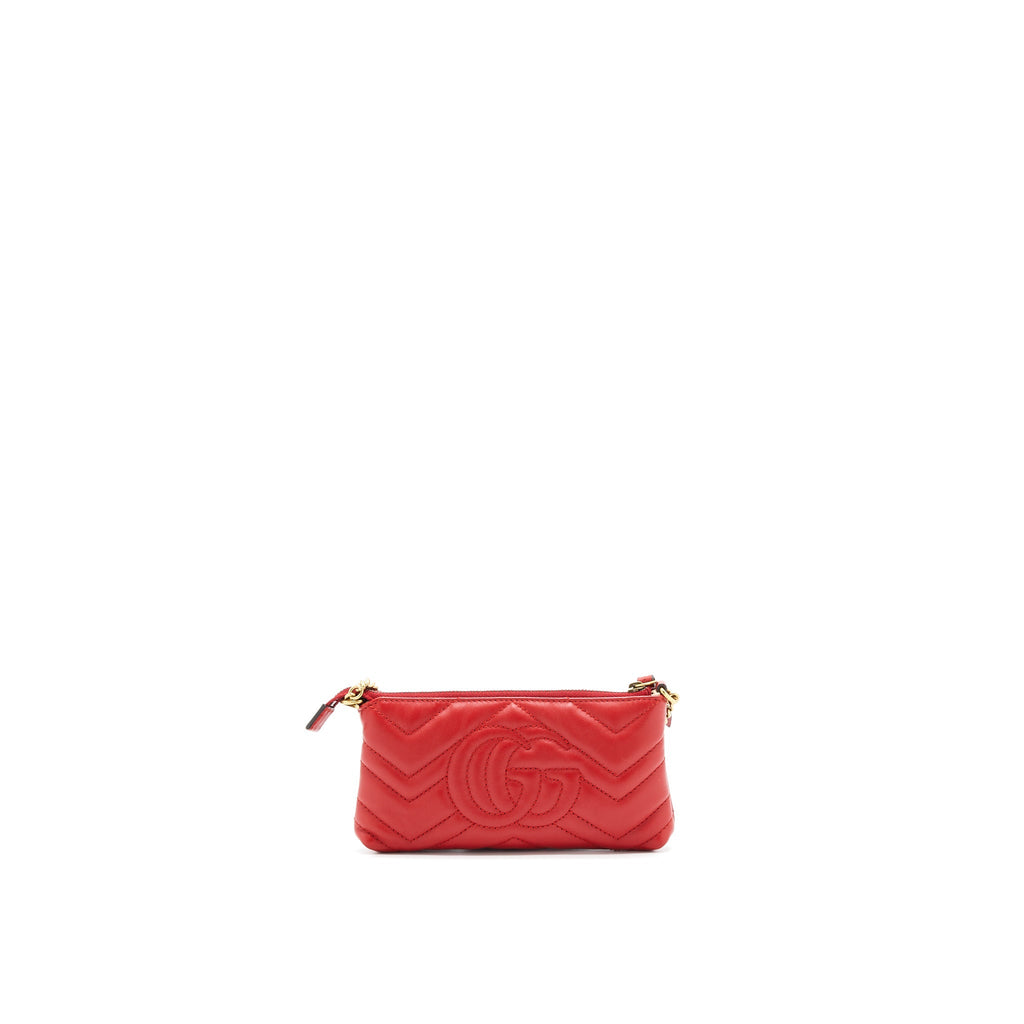 Gucci marmont mini pouch with chain red