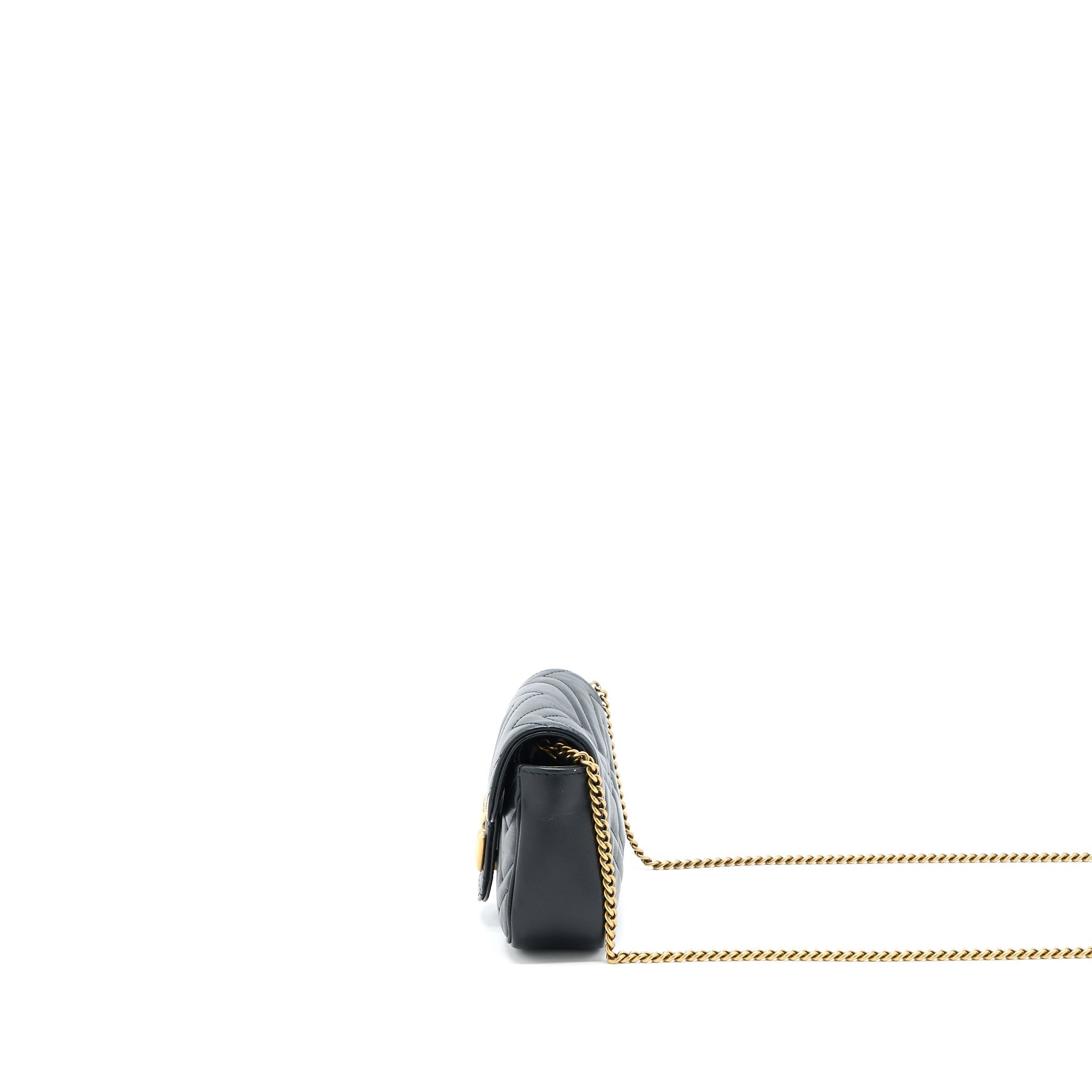 Gucci GG Marmont Super Mini Chain Bag Calfskin Black Brushed