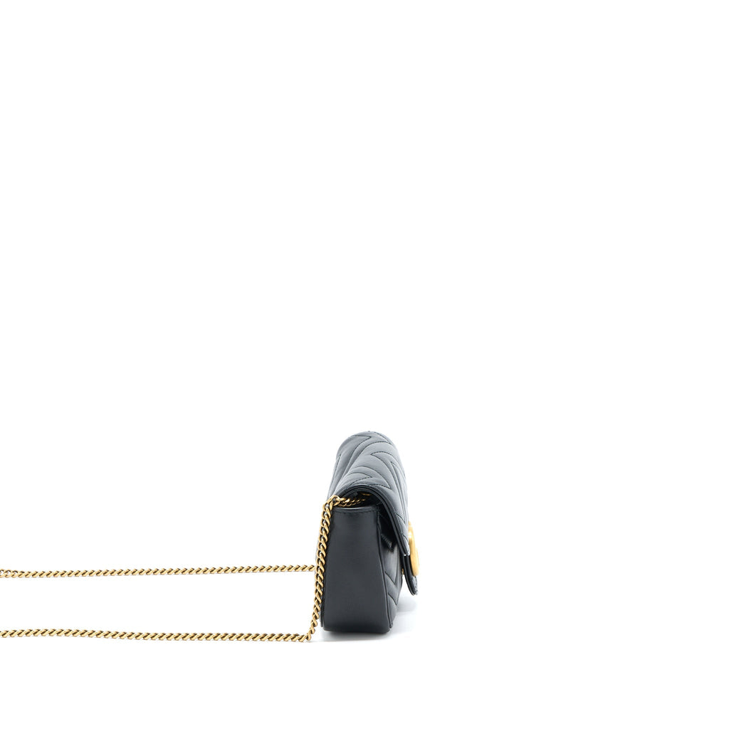Gucci GG Marmont Super Mini Chain Bag Calfskin Black Brushed