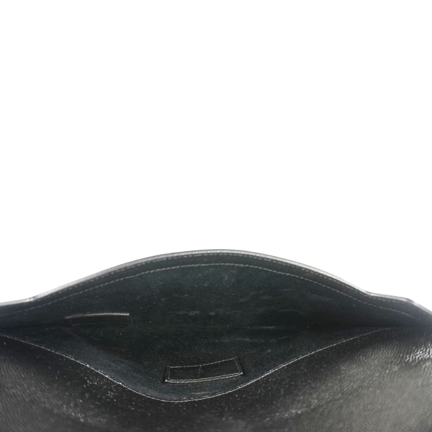 YVES SAINT LAURENT Uptown Envelope Grain De Poudre Leather Clutch Black