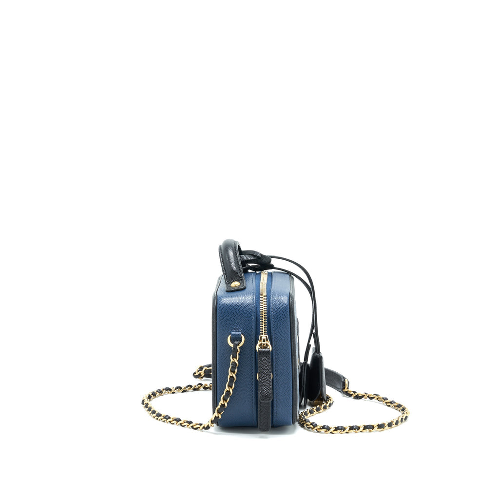 Chanel Filigree Small Vanity Camera Bag Caiver Navy/ Black