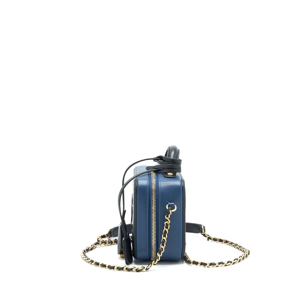 Chanel Filigree Small Vanity Camera Bag Caiver Navy/ Black