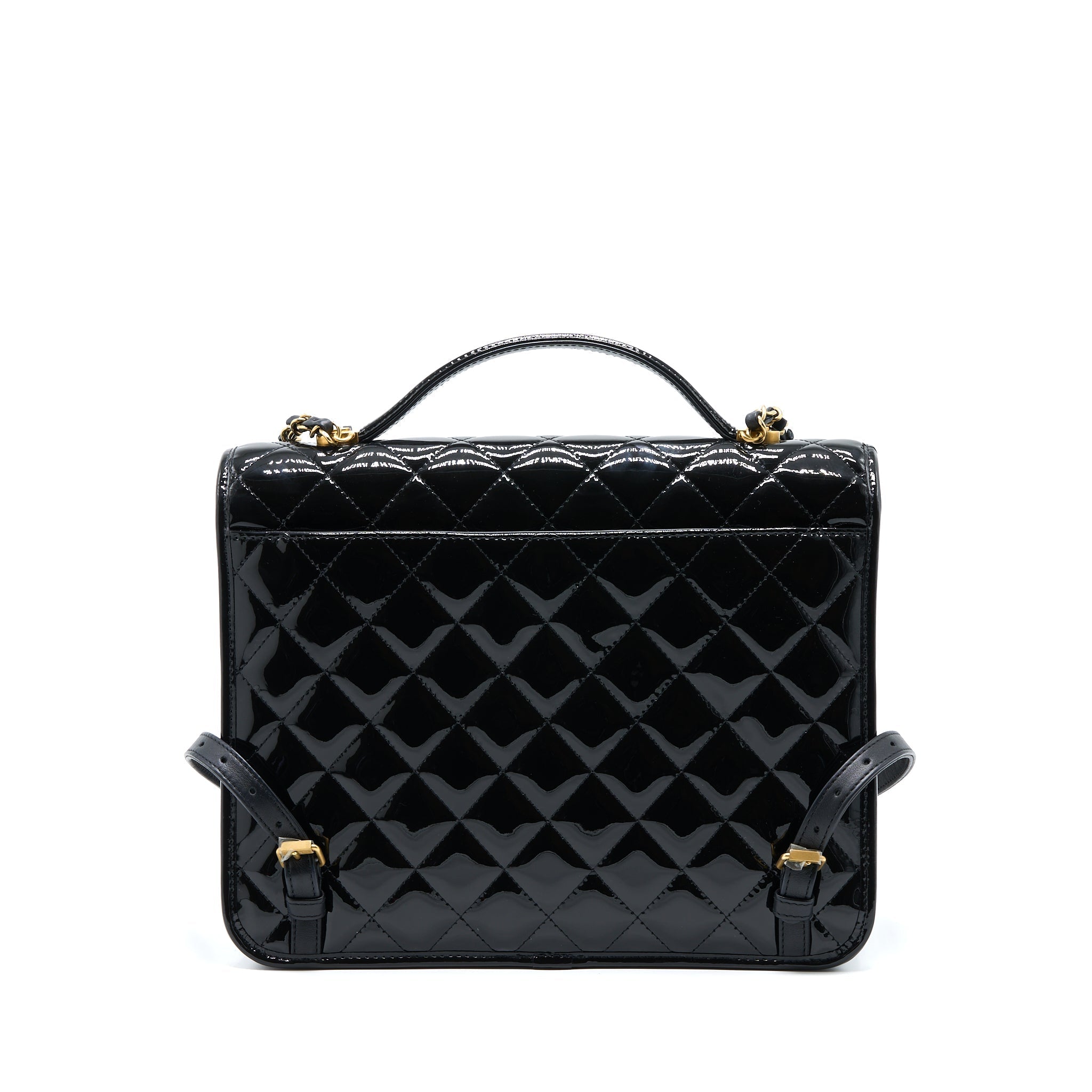 Chanel 22K Large Backpack Patent Black Brushed  (Microchip)