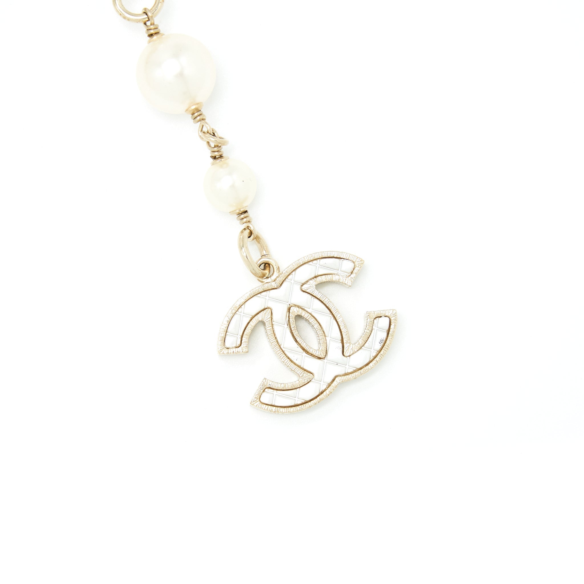 Chanel Pearl Waist Chain Belt With CC Logo Drop Light Gold Tone