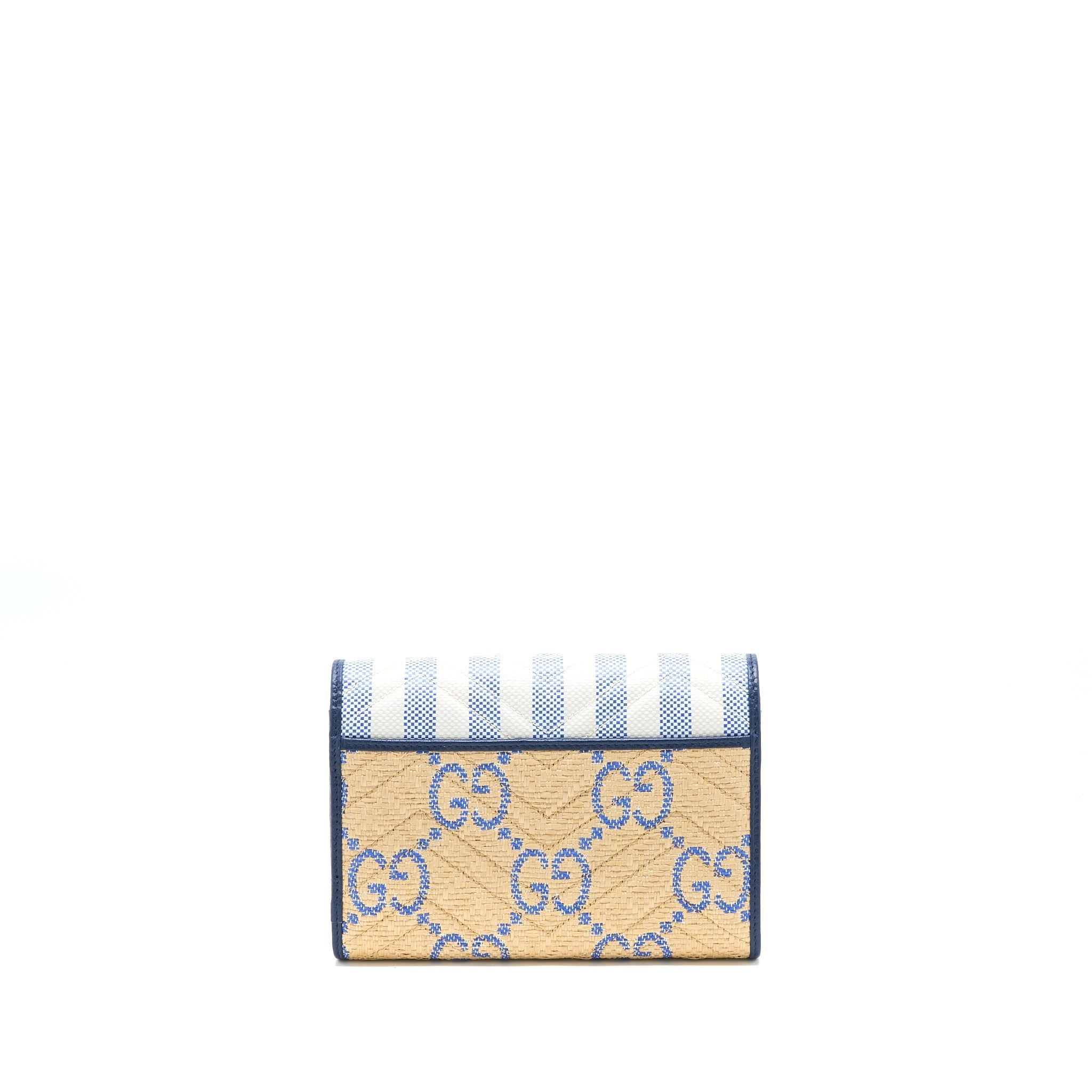 Gucci GG Marmont Flap Bag Matelasse Raffia Blue/Multicolour Brushed