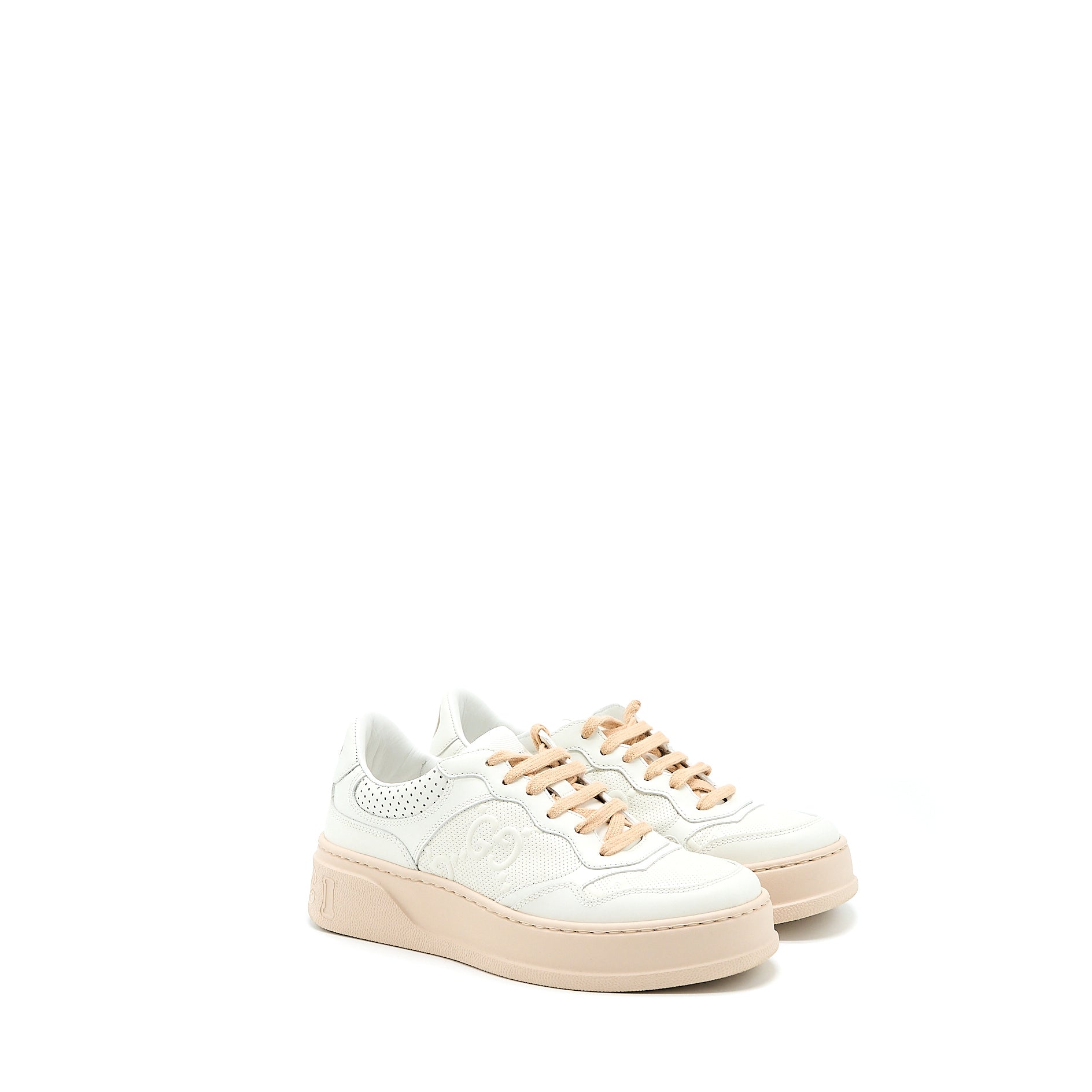 Gucci Size 36 Women�s GG Embossed Sneaker White/Pink
