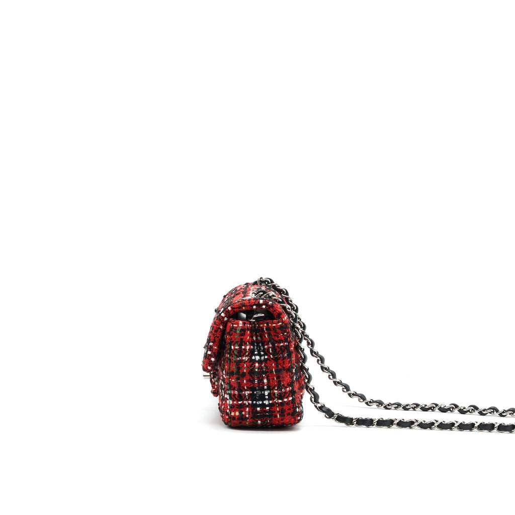 CHANEL SMALL RECTANGULAR RED BLACK TWEED IN