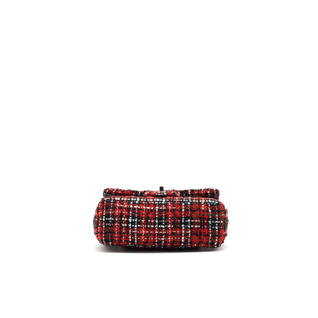 CHANEL SMALL RECTANGULAR RED BLACK TWEED IN