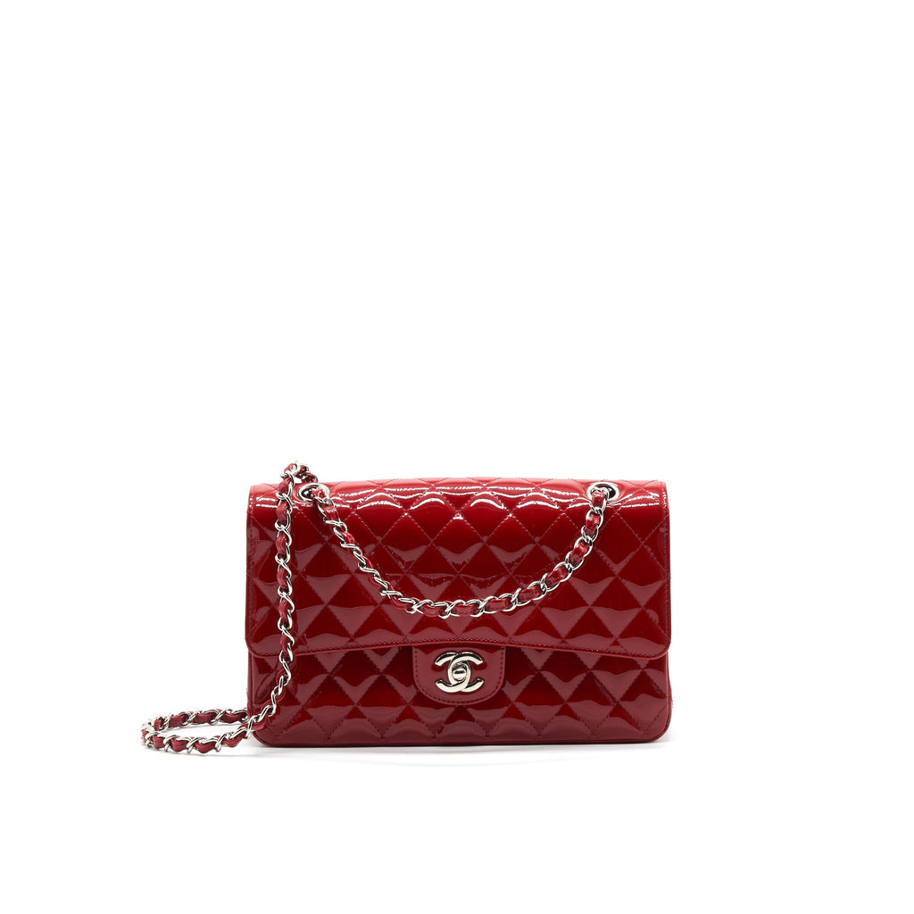 Chanel Medium Classic Double Flap Bag Patent Leather Red