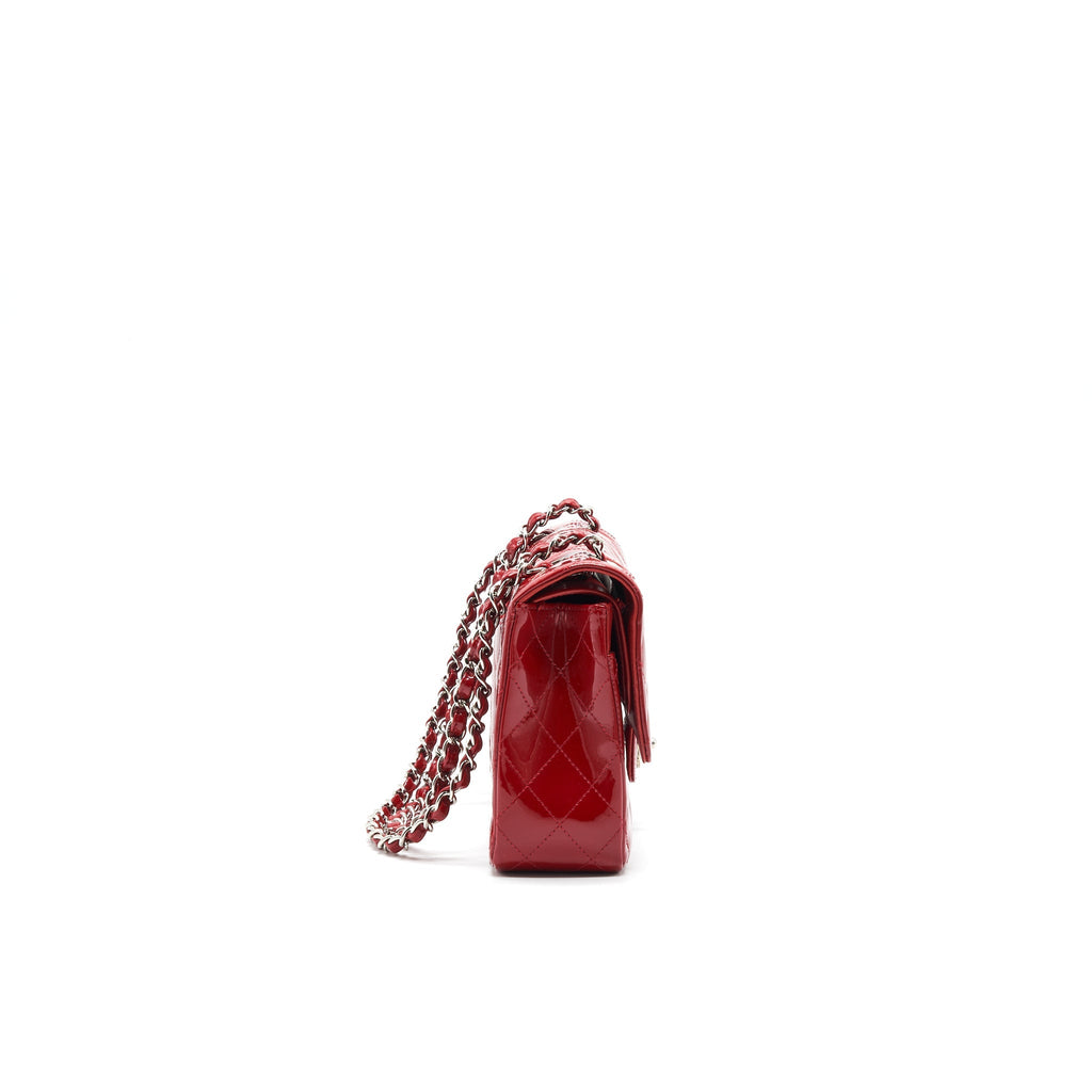 Chanel Medium Classic Double Flap Bag Patent Leather Red