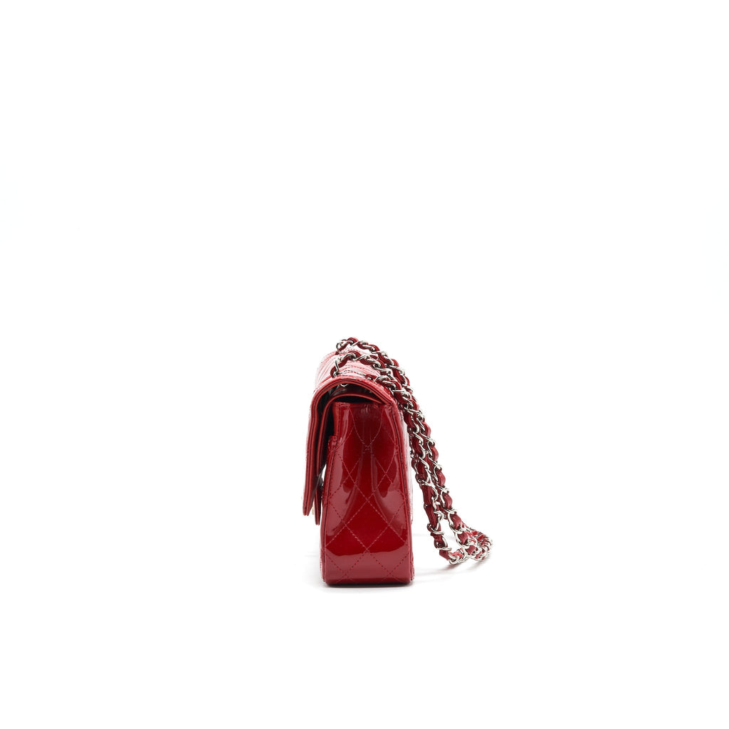 Chanel Medium Classic Double Flap Bag Patent Leather Red