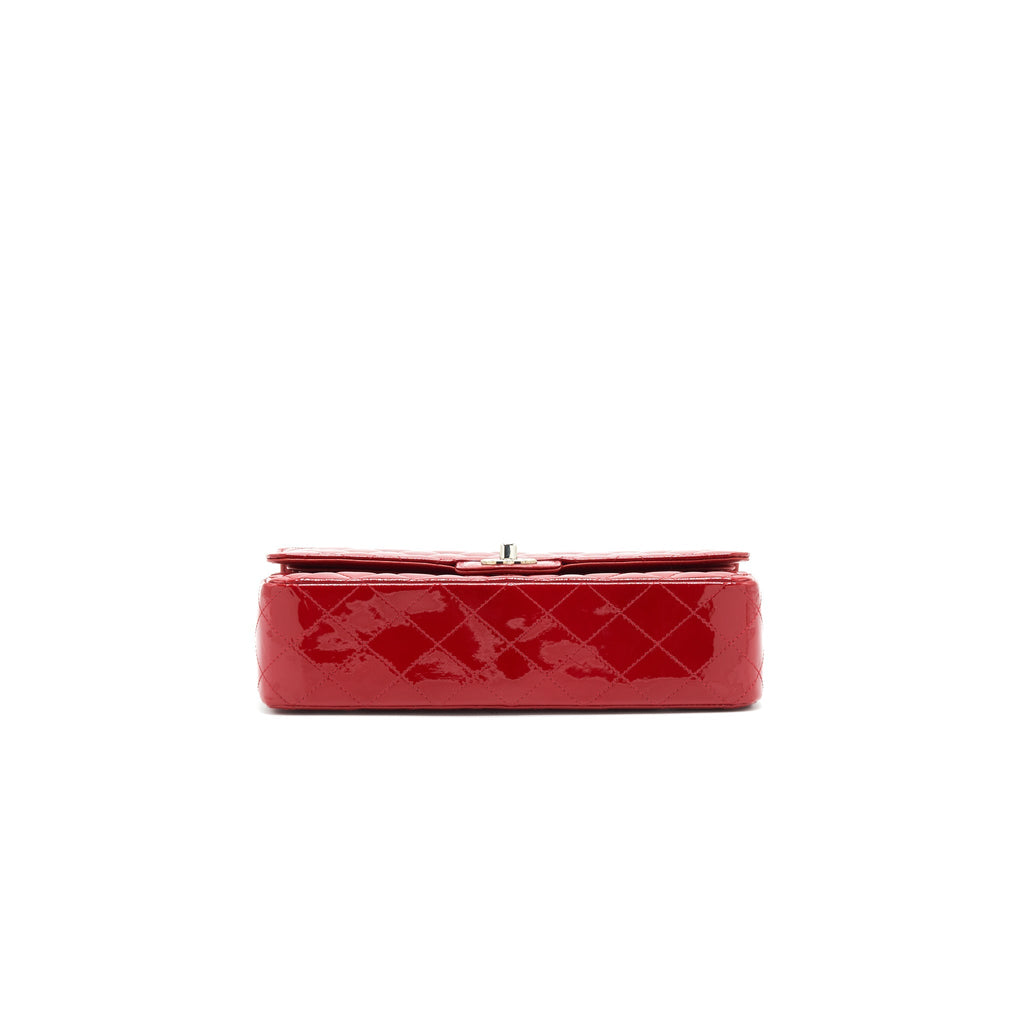 Chanel Medium Classic Double Flap Bag Patent Leather Red