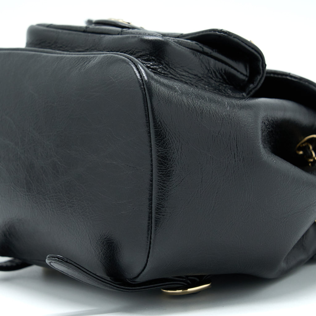 Chanel 22C Mini Duma Backpack Aged Calfskin Black L (Microchip)