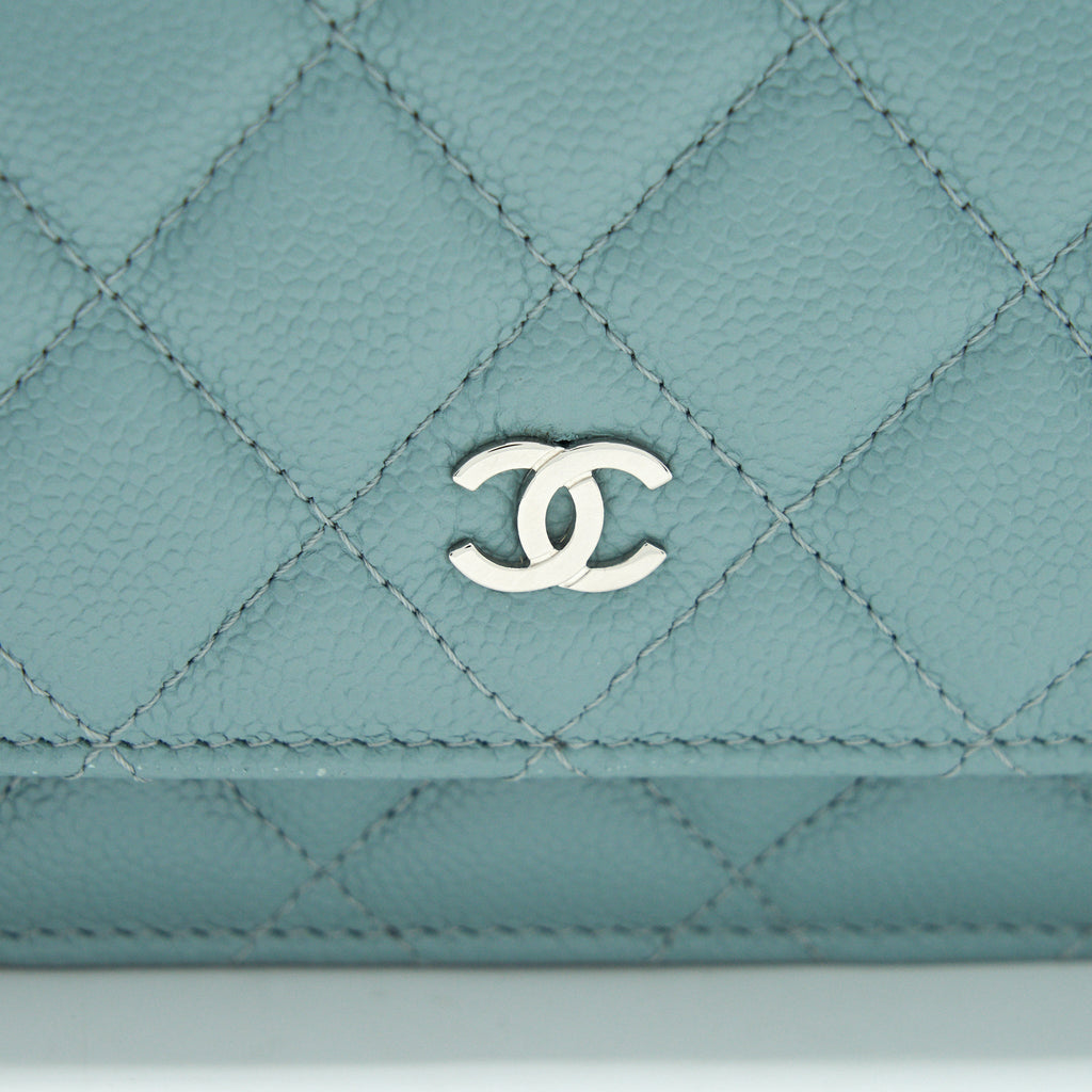 Chanel Wallet On Chain Caviar Pearly Light Blue