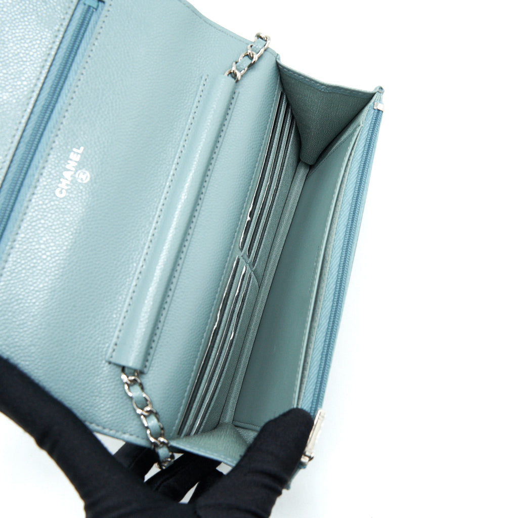 Chanel Wallet On Chain Caviar Pearly Light Blue